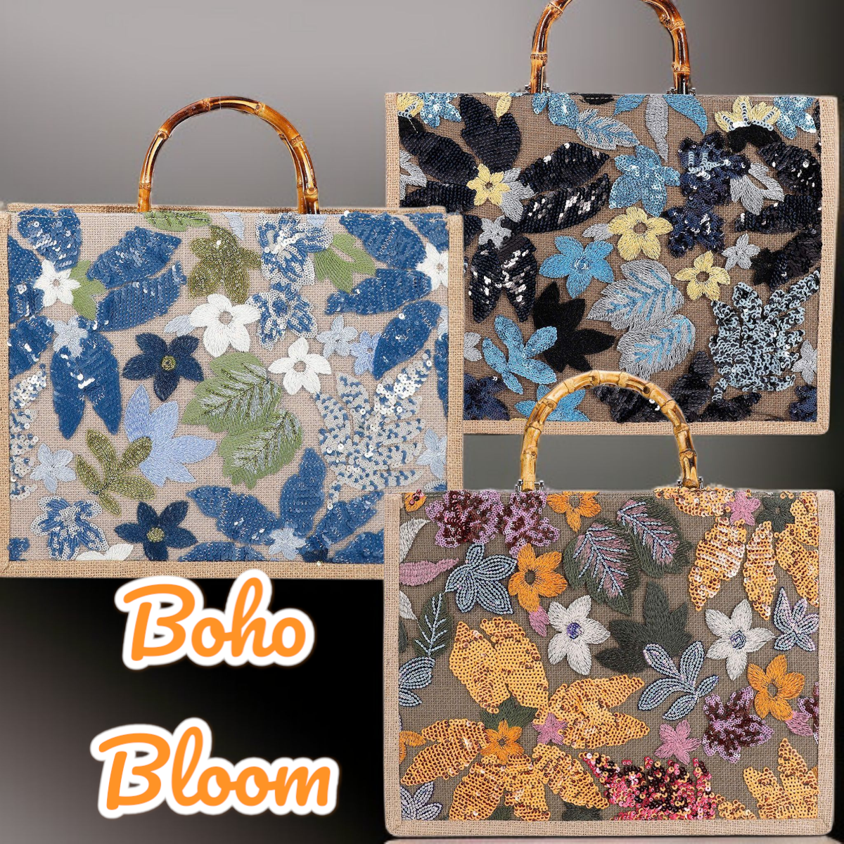 Boho Bloom Sequin Tote
