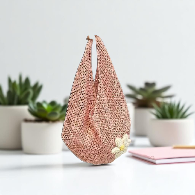 Daisy Breeze Crochet Shoulder Bag
