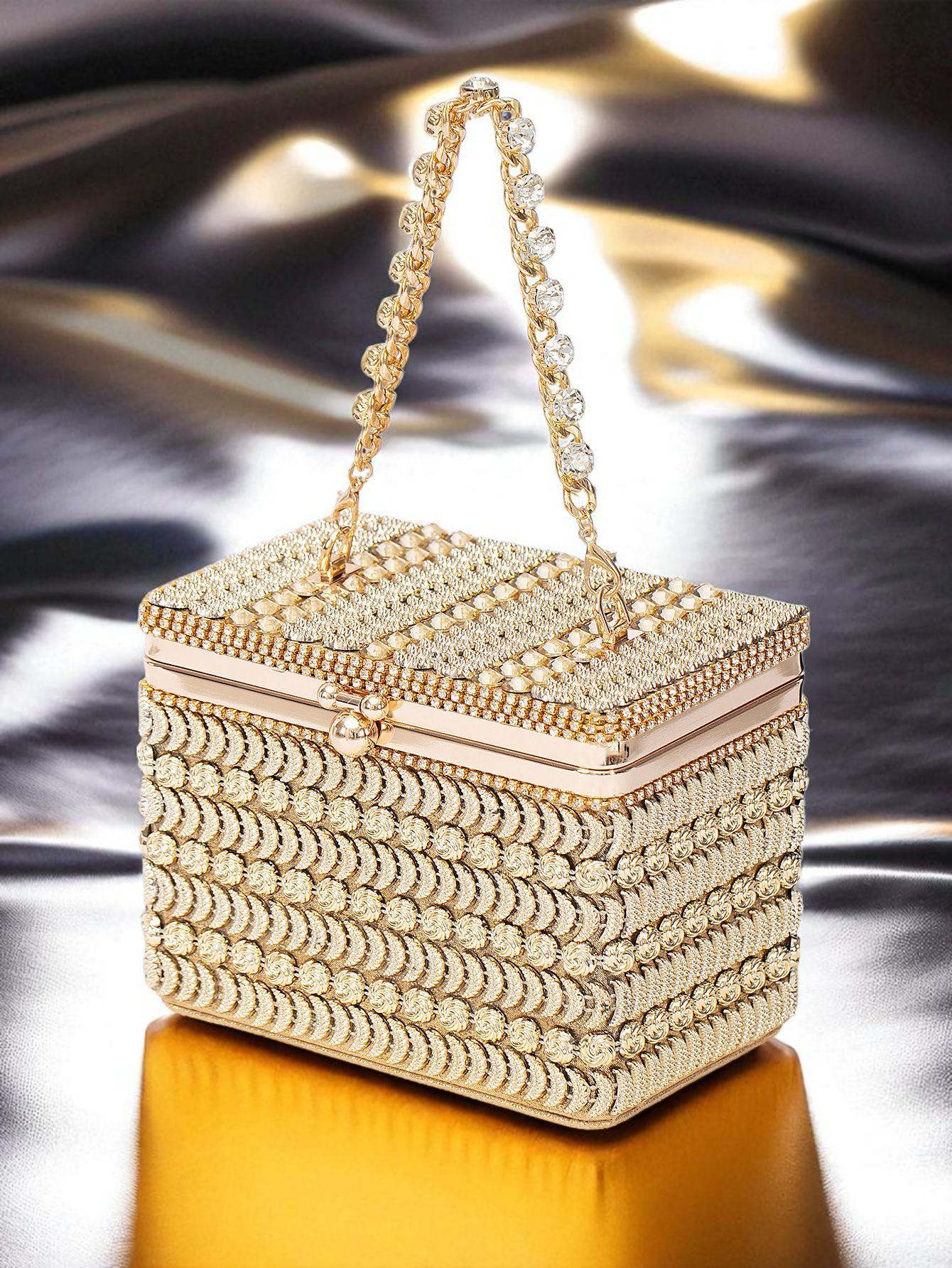 Golden Royale Box Clutch