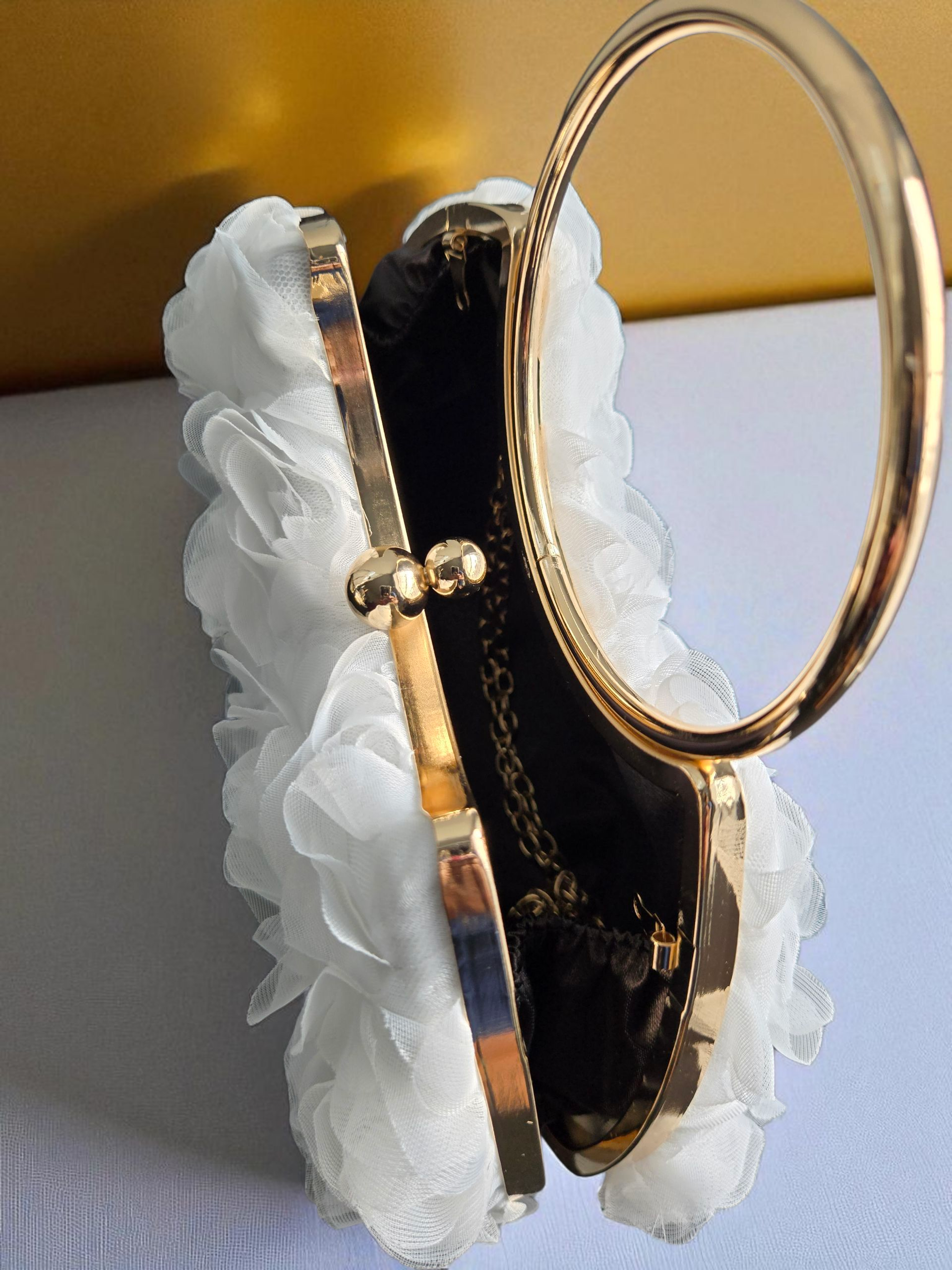 Rosabelle Bloom Handle Bag (White and Black)