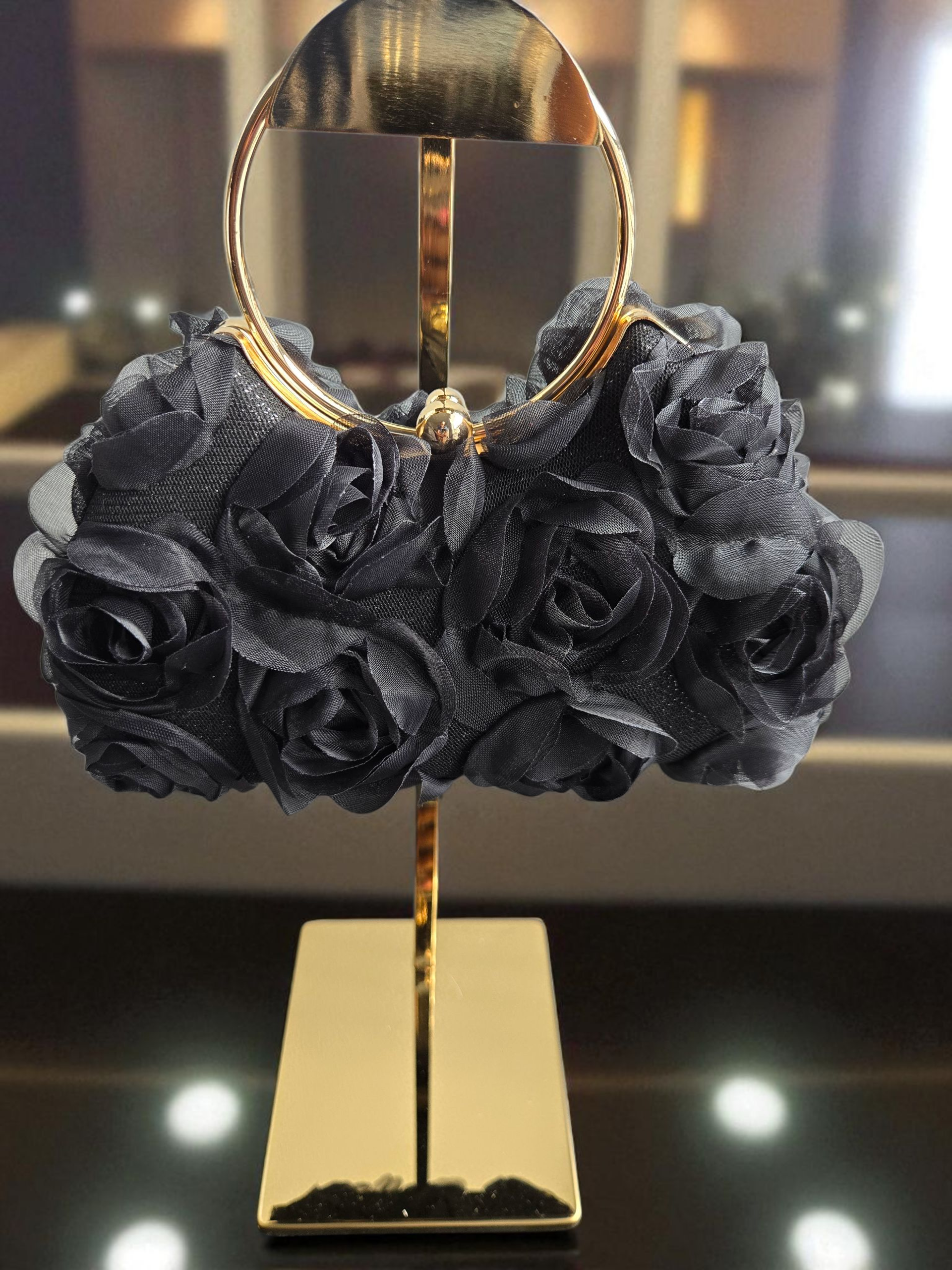 Rosabelle Bloom Handle Bag (White and Black)