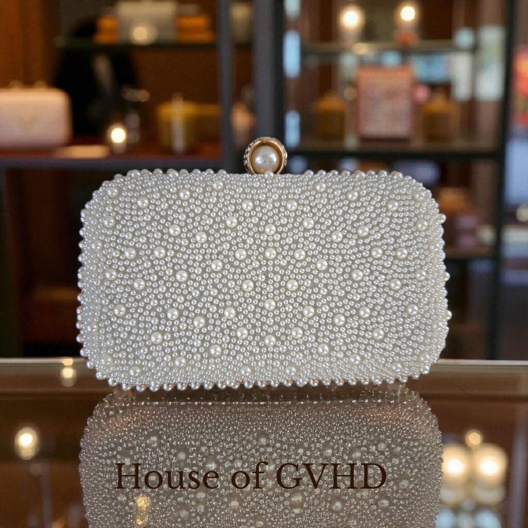 Luxury Beaded Pearl Clutch – Elegant Bridal Handbag