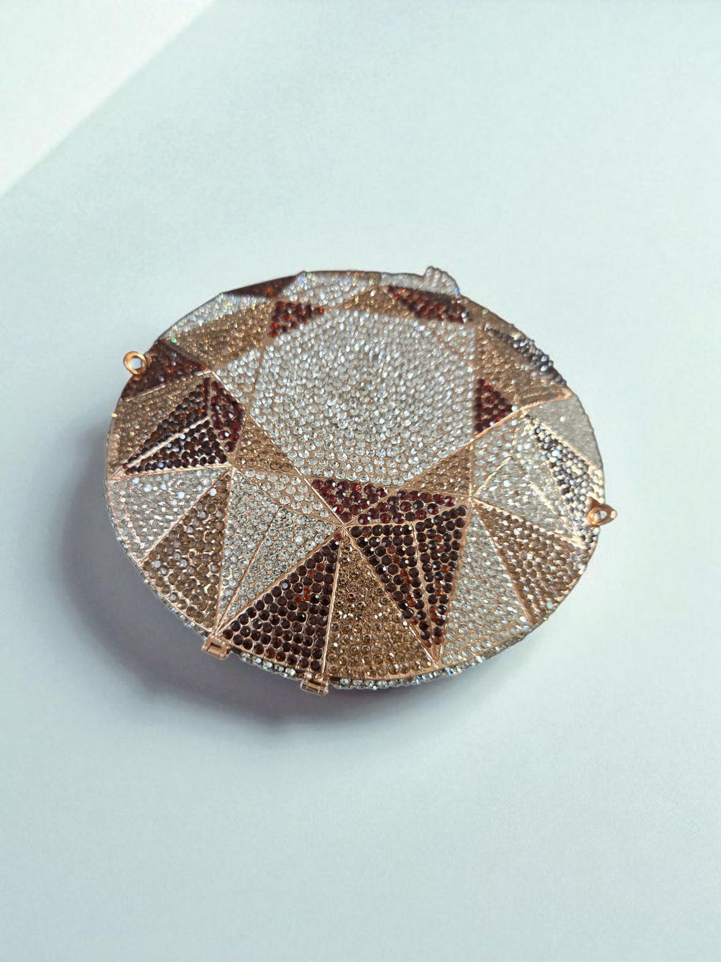 (Copy) Diamond Cut Crystal Clutch – Luxury Round Rhinestone Evening Bag (Silver/Gold, Multi)