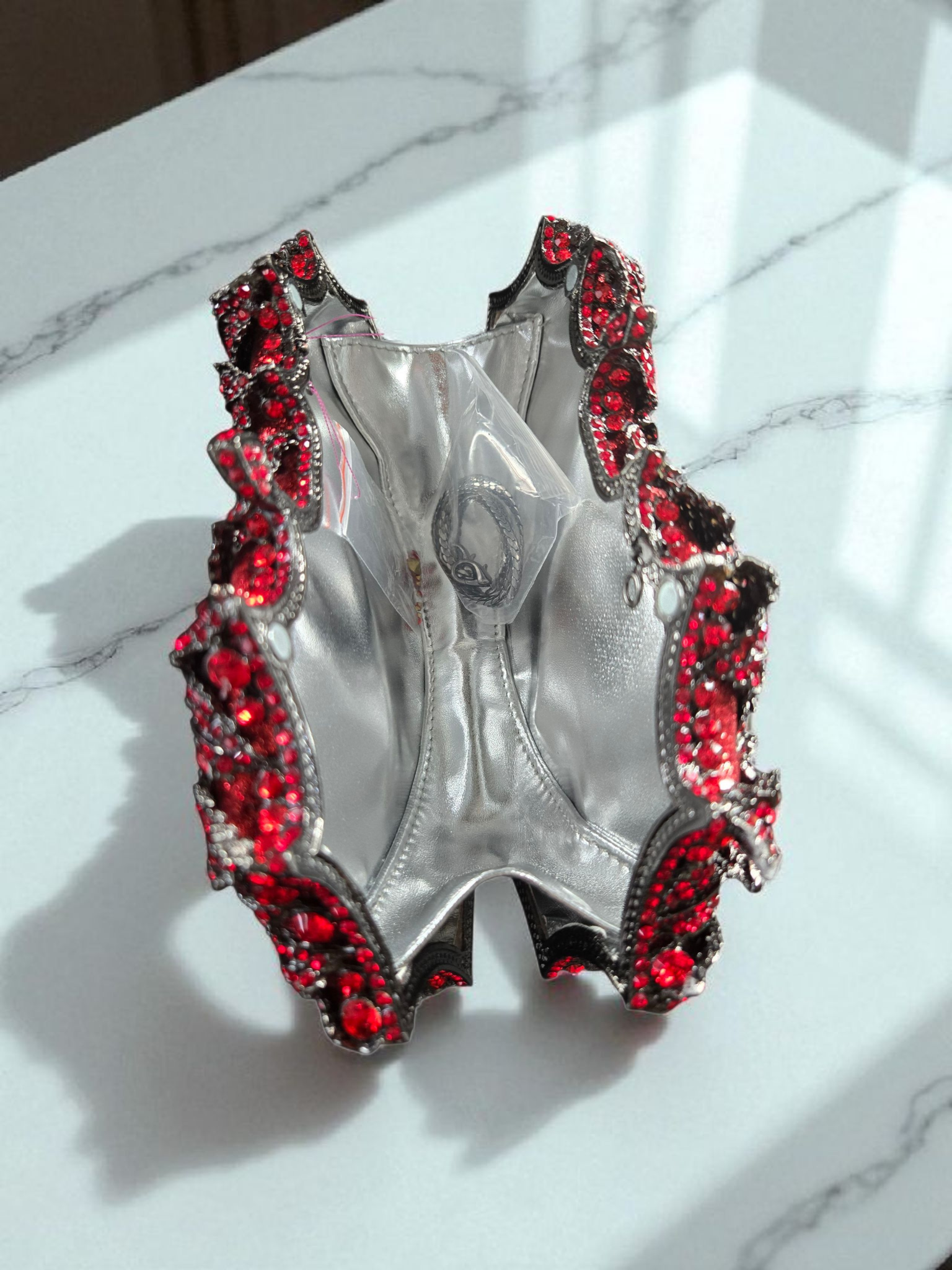 Crystal Rose Garden Clutch – Luxury Floral Evening Bag Red