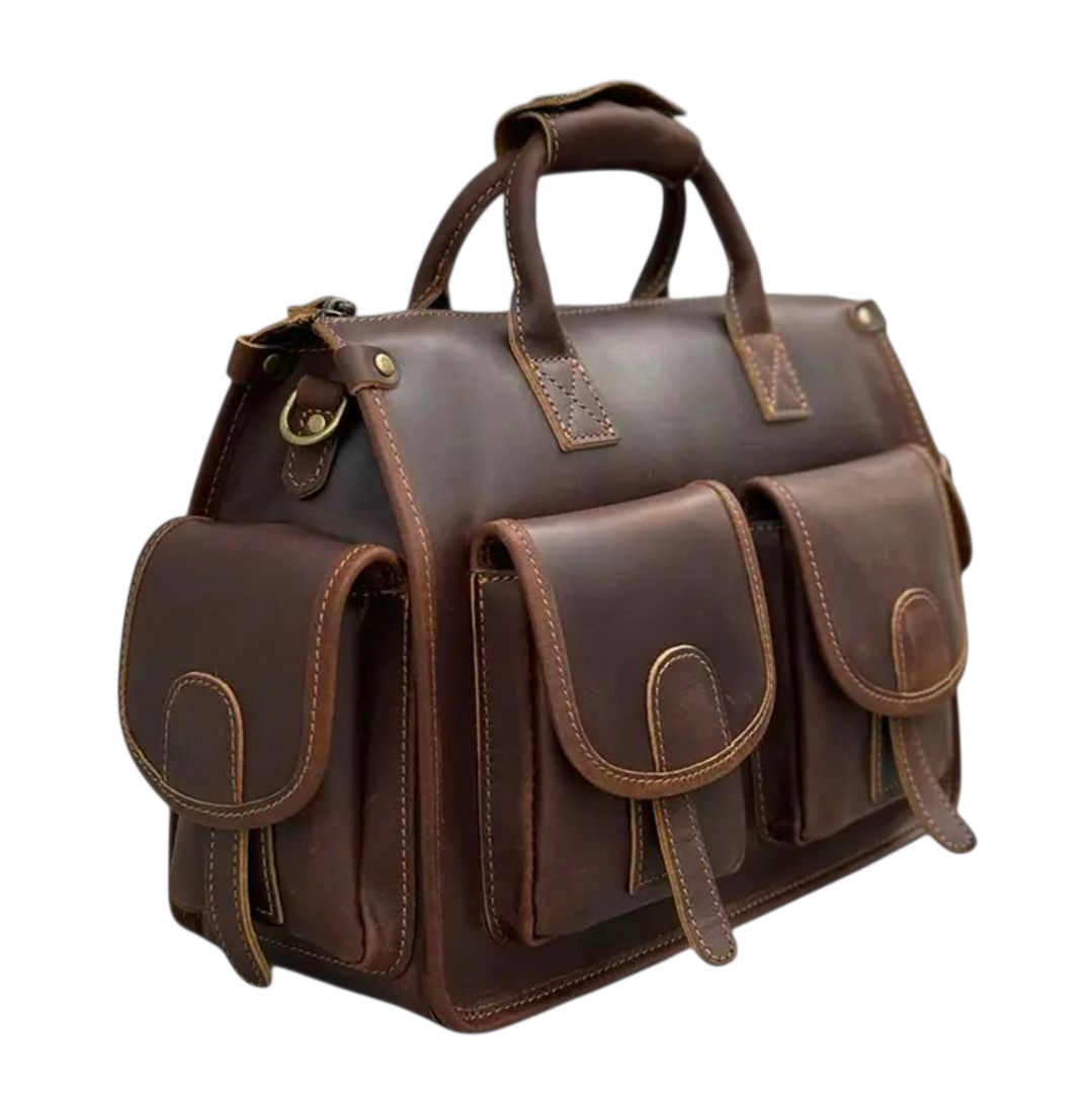 Men’s Genuine Leather Executive Briefcase – Dark Brown Vintage Design