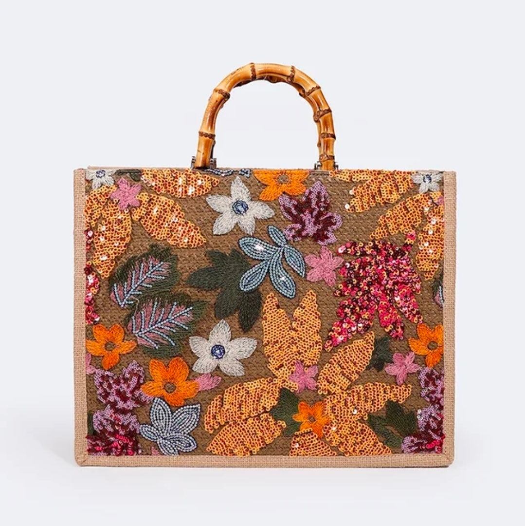 Boho Bloom Sequin Tote