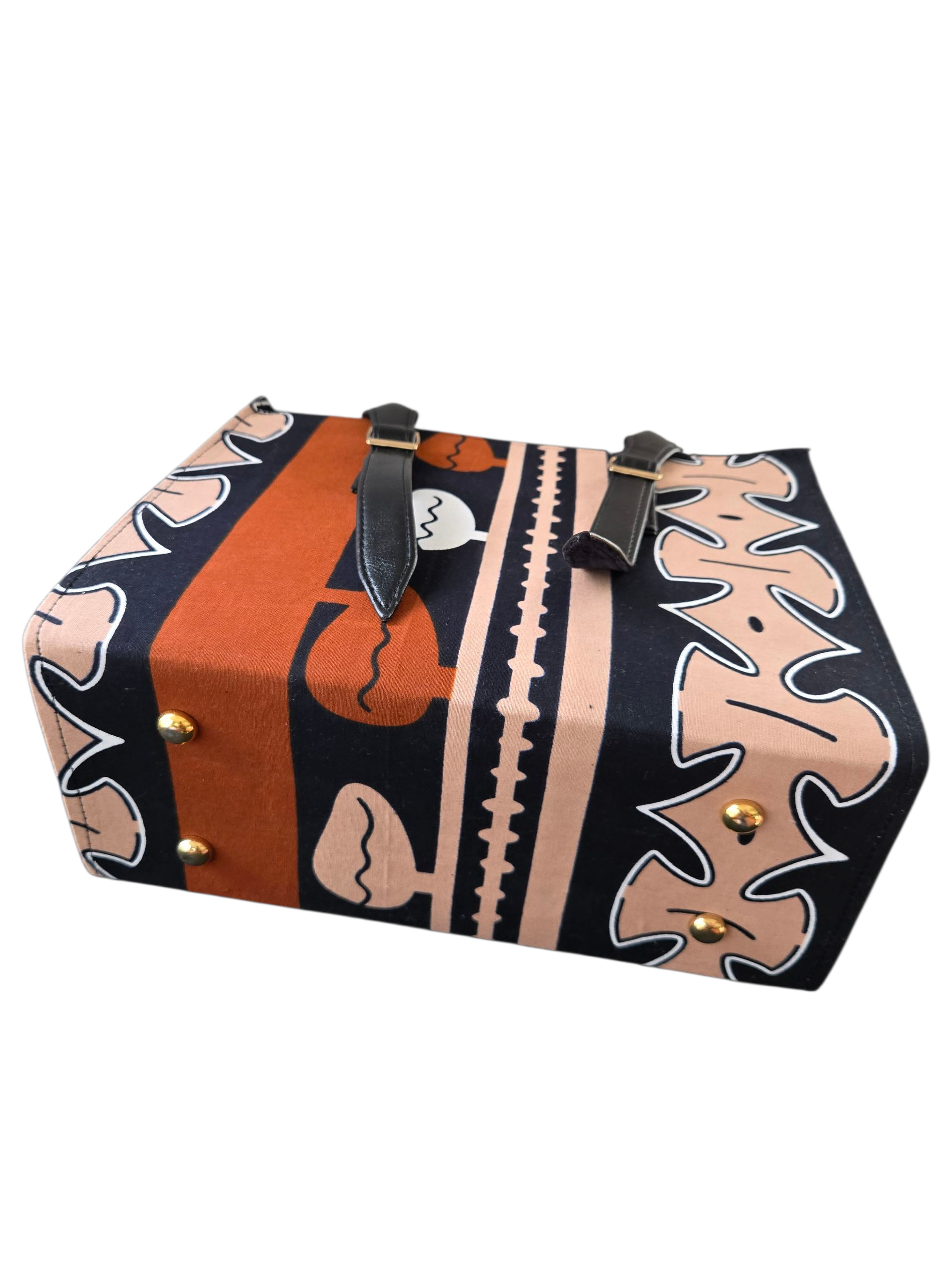 African Print Tote Handbag with Leather Straps – Modern Heritage Bag