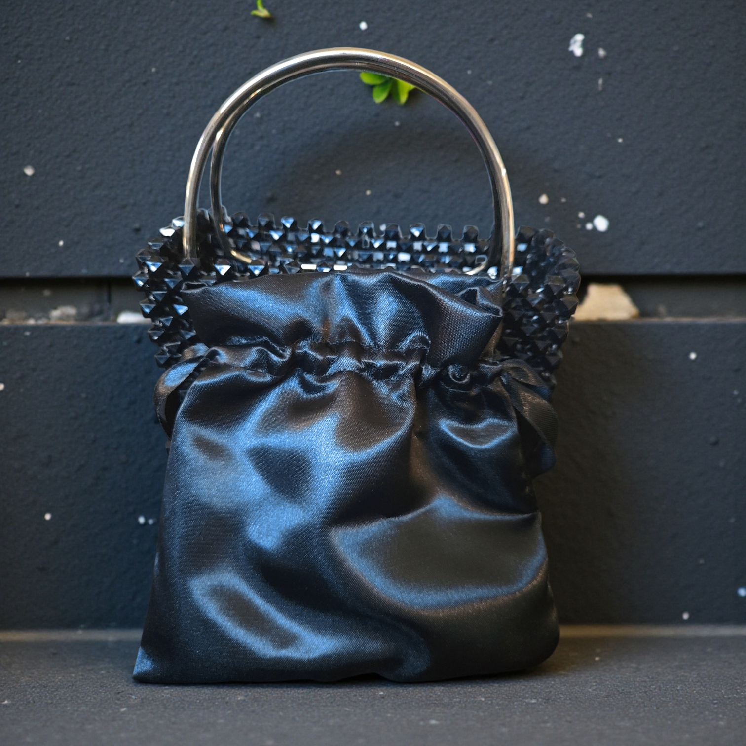 Midnight Armor Studded Handbag – Sculpted Evening Top-Handle Bag