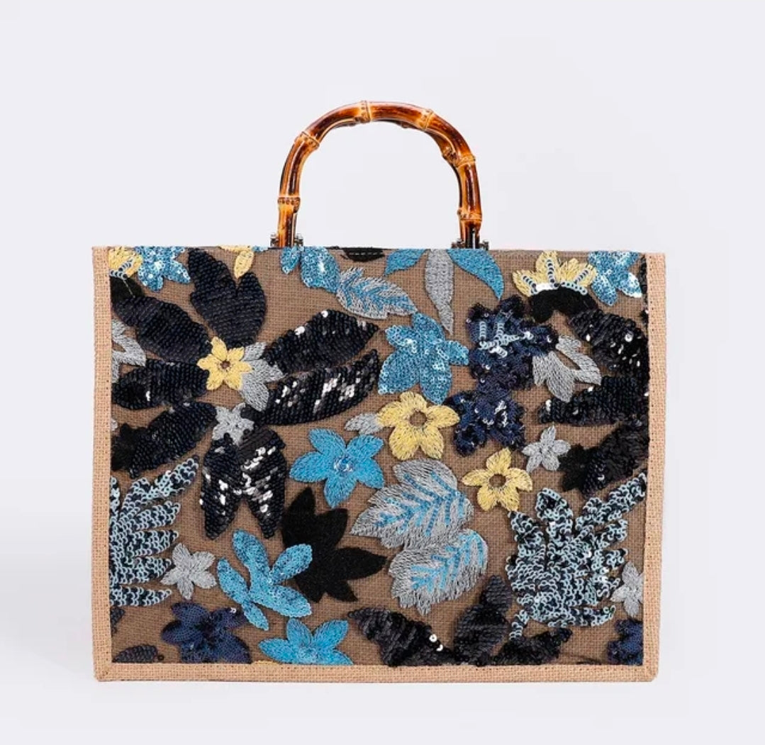Boho Bloom Sequin Tote