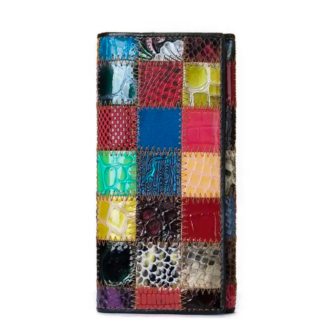 Genuine Leather Exotic Patchwork Wallet – Multicolor