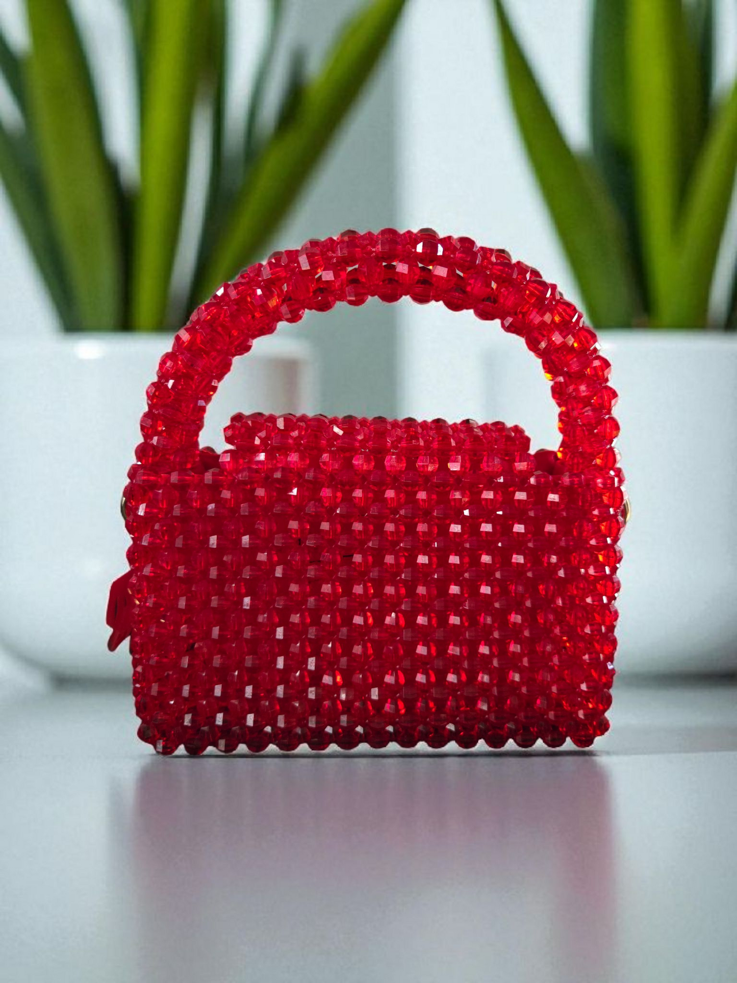 Gidi Vibes Beaded Feather Handbag – Luxury Statement Bag (White, Red, Black)
