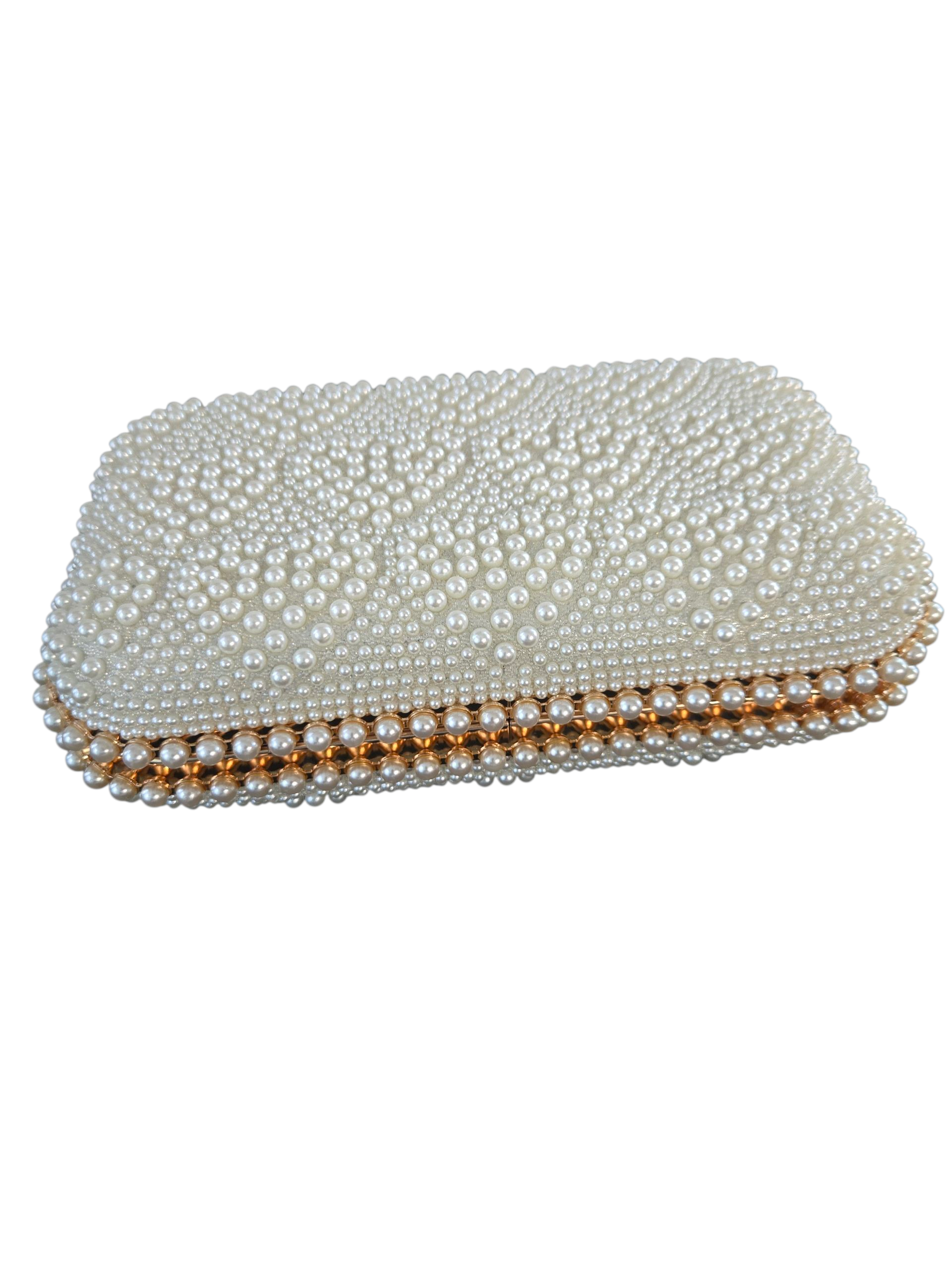 Beaded Pearl Clutch – Elegant Bridal Handbag