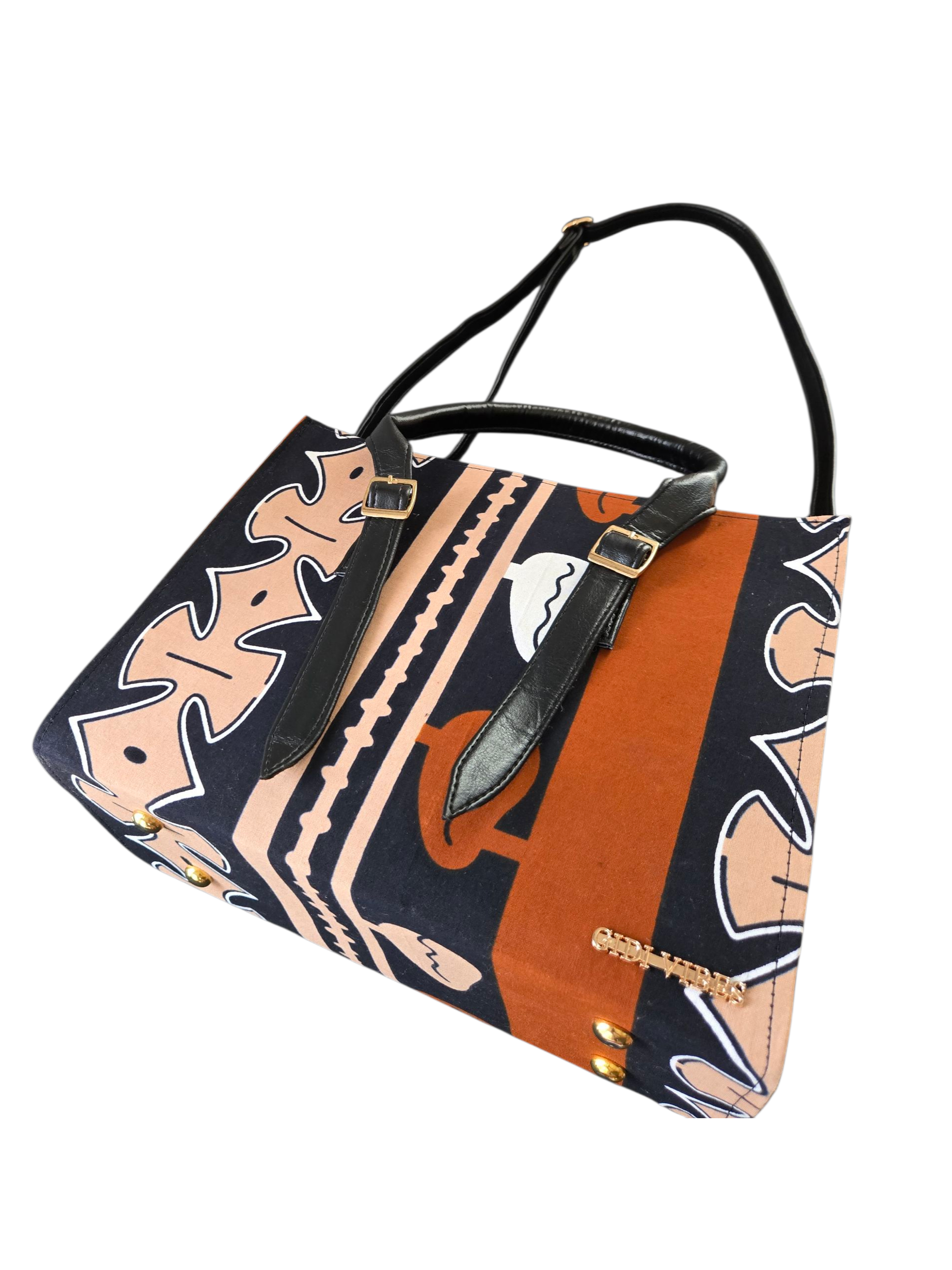 African Print Tote Handbag with Leather Straps – Modern Heritage Bag
