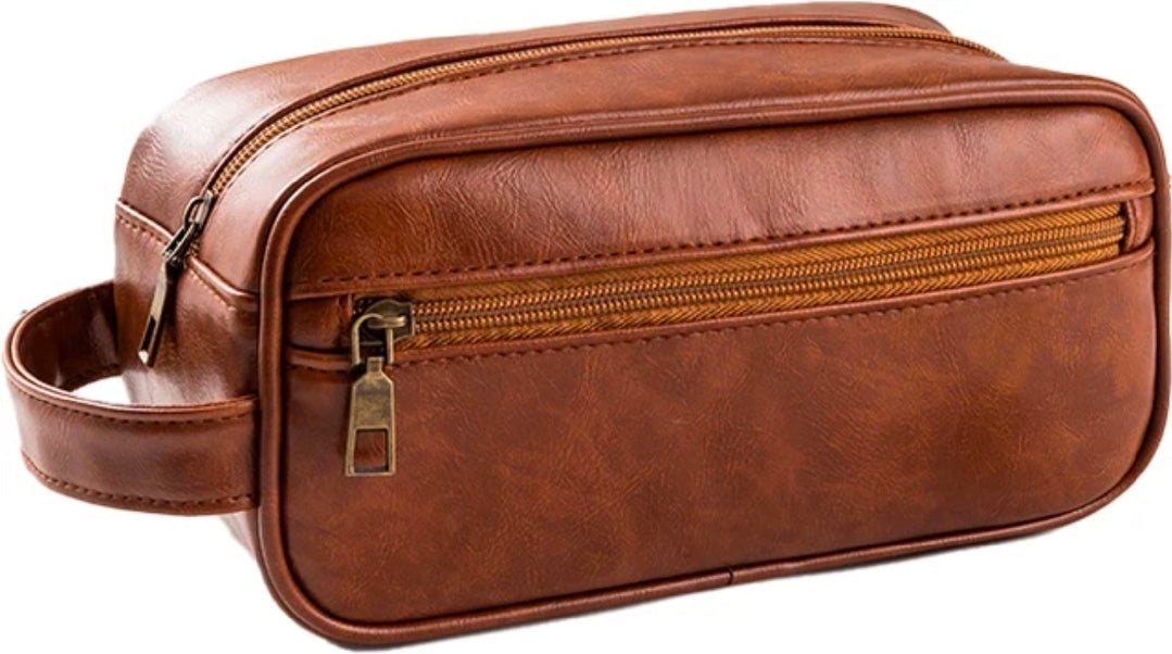Men’s Leather Toiletry & Travel Organizer Bag – Black, Brown & Blue