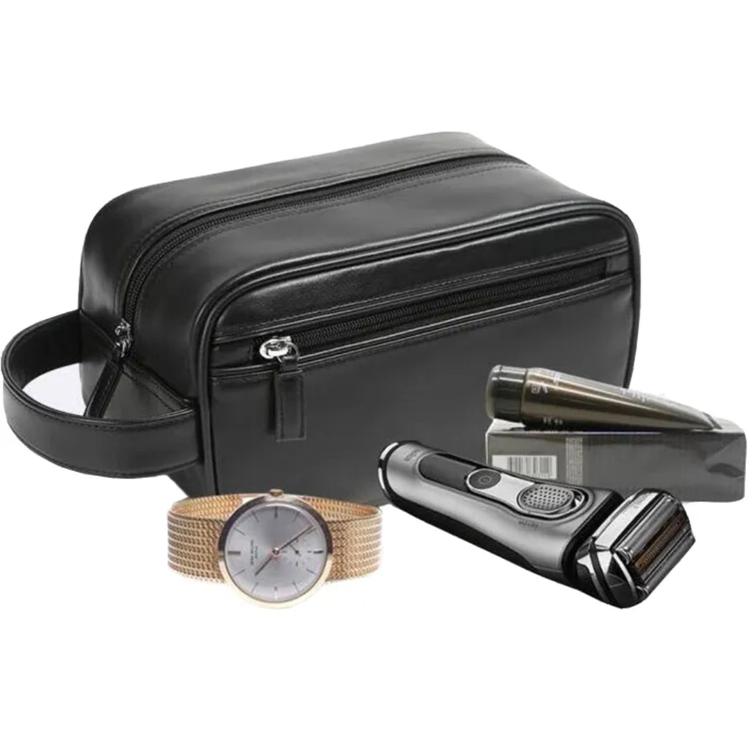 Men’s Leather Toiletry & Travel Organizer Bag – Black, Brown & Blue