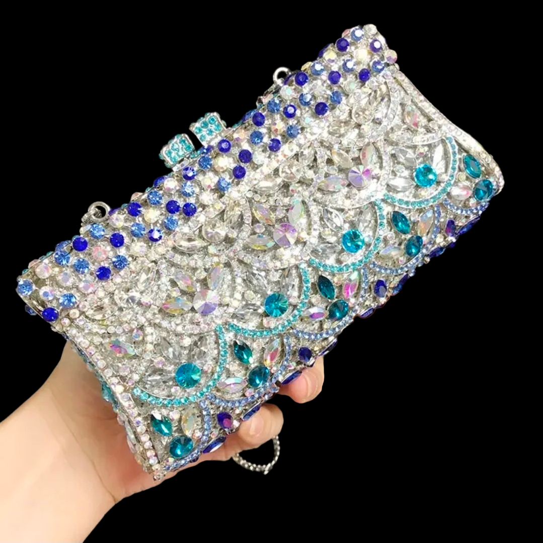 Celeste Royale Crystal Clutch – Hand-Embellished Evening Bag