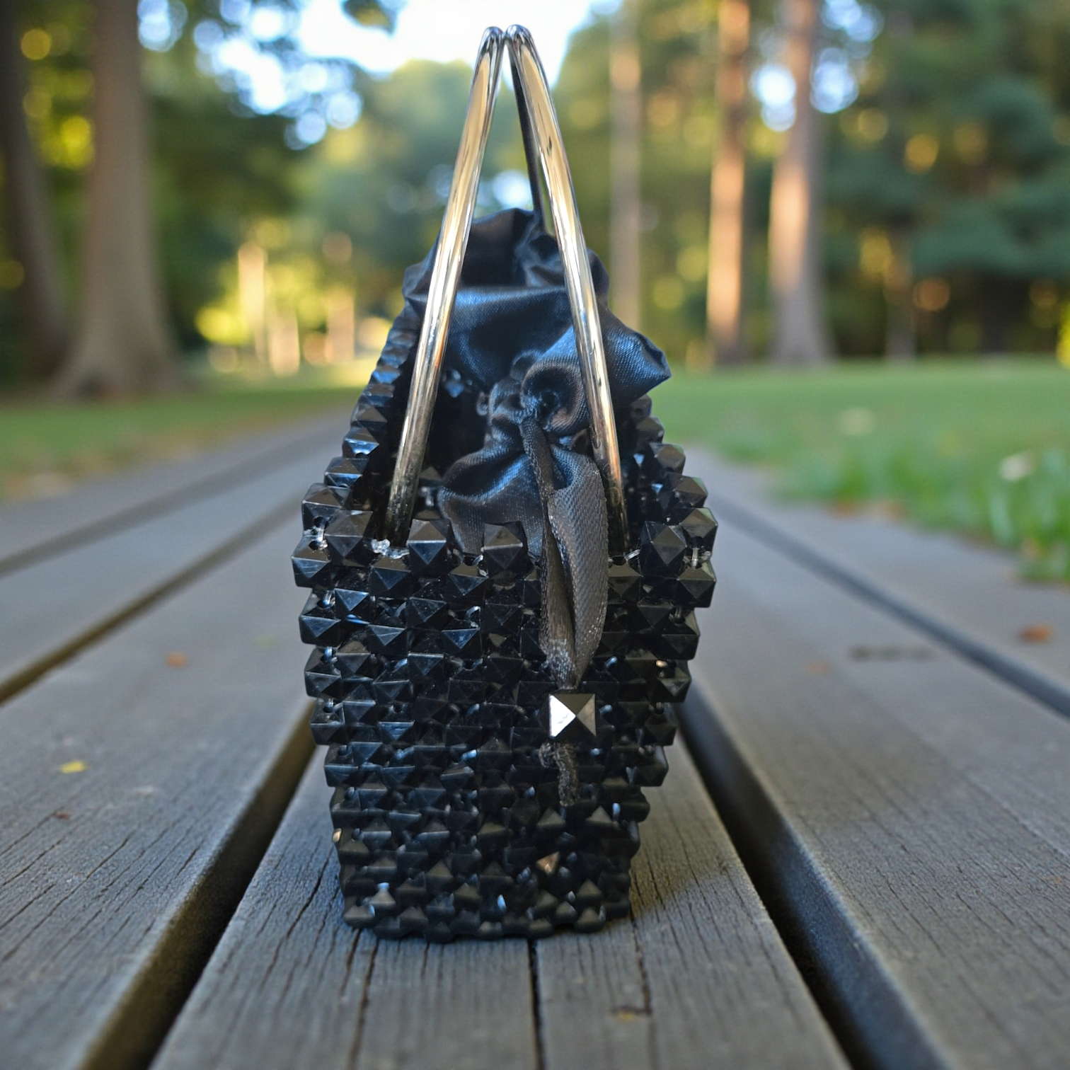 Midnight Armor Studded Handbag – Sculpted Evening Top-Handle Bag