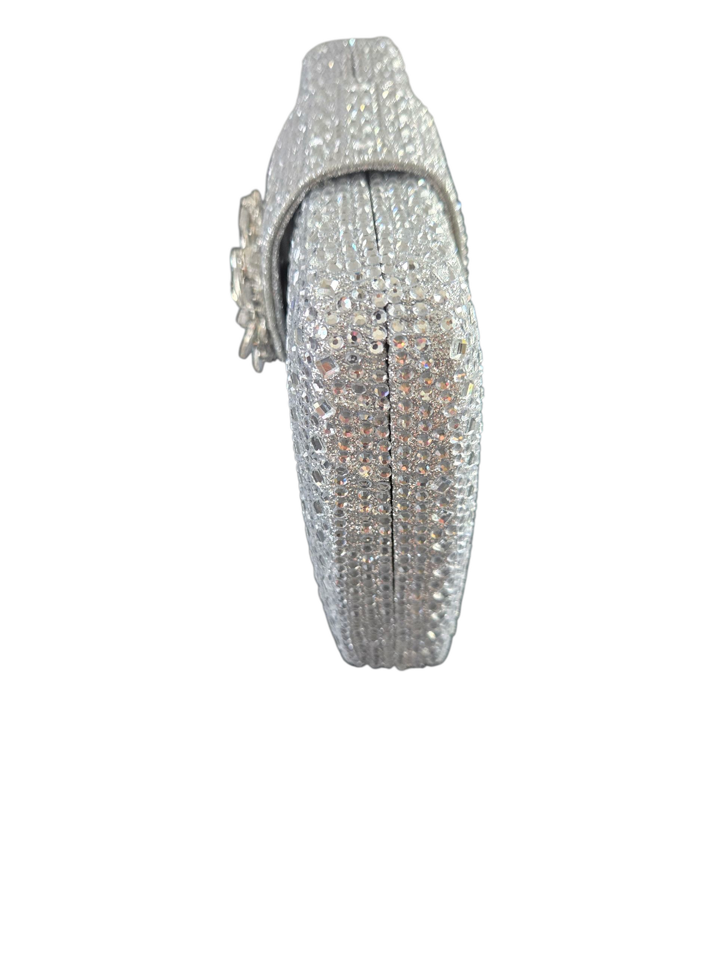 Crystal Floral Clasp Clutch – Luxury Silver Rhinestone Evening Bag