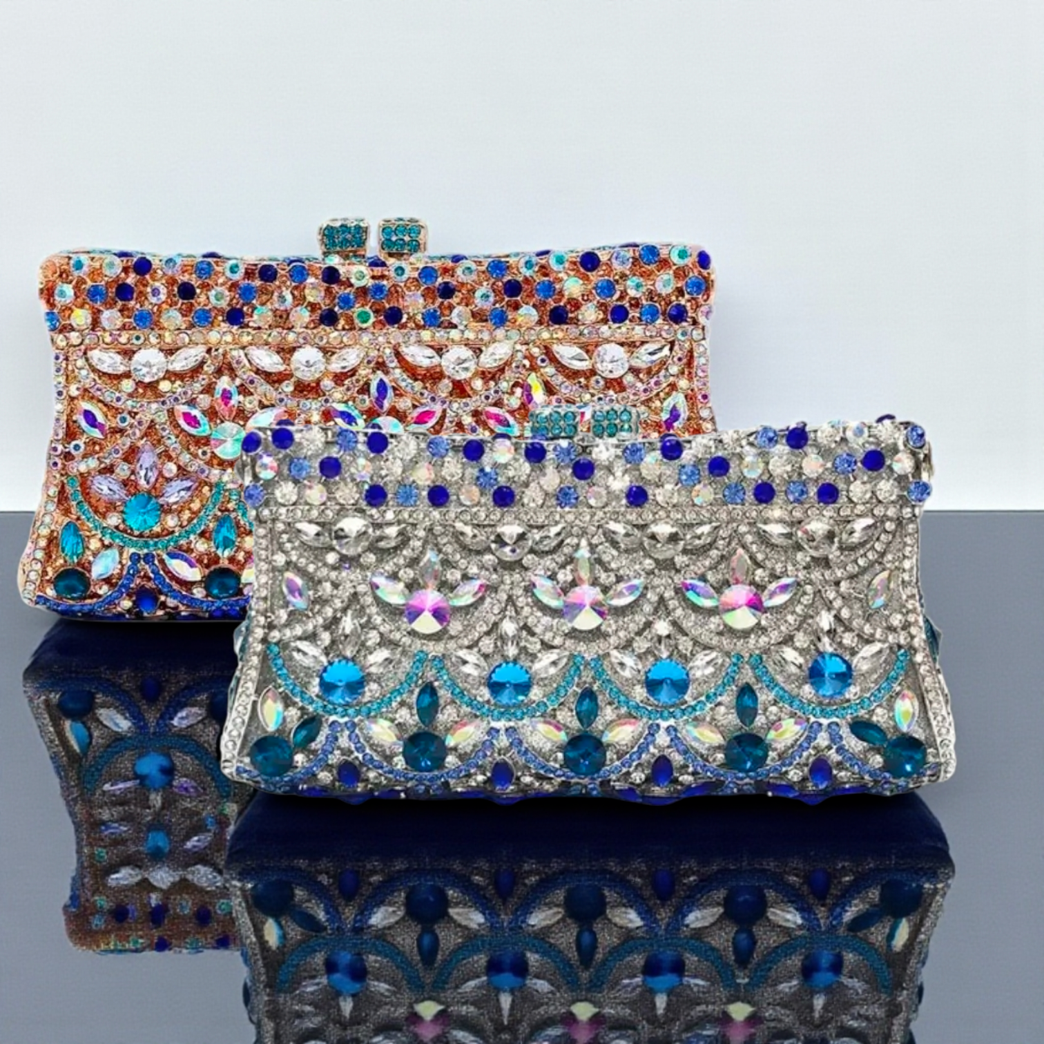 Celeste Royale Crystal Clutch – Hand-Embellished Evening Bag