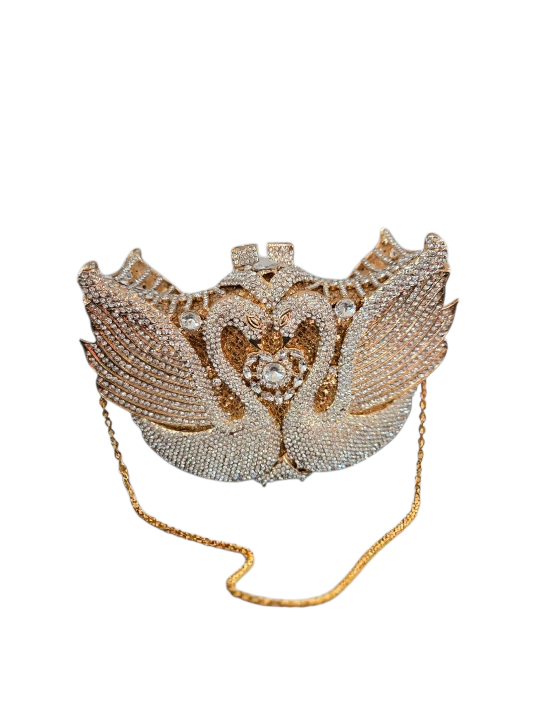 Swan Crystal Clutch – Luxury Evening Handbag Gold