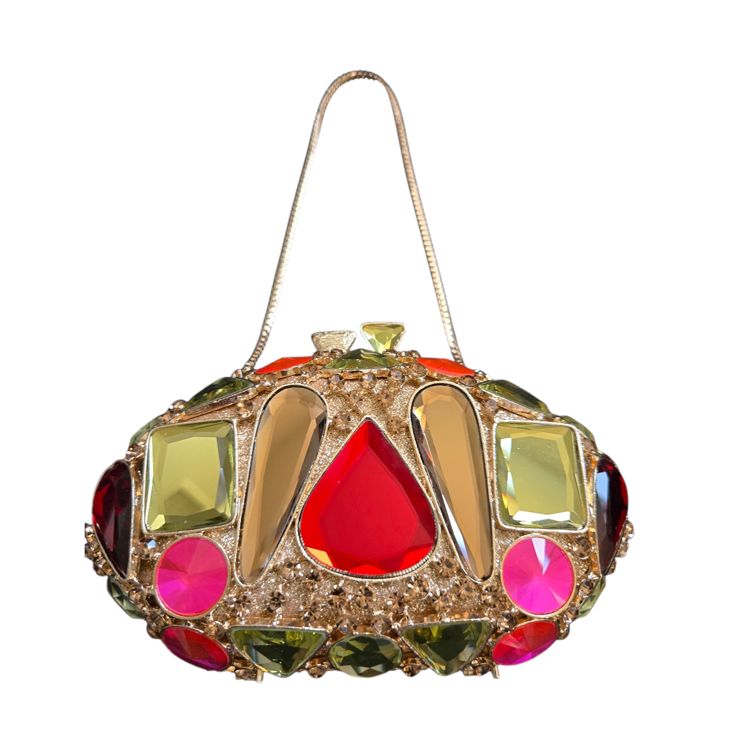 Multicolor Jewel Encrusted Evening Clutch