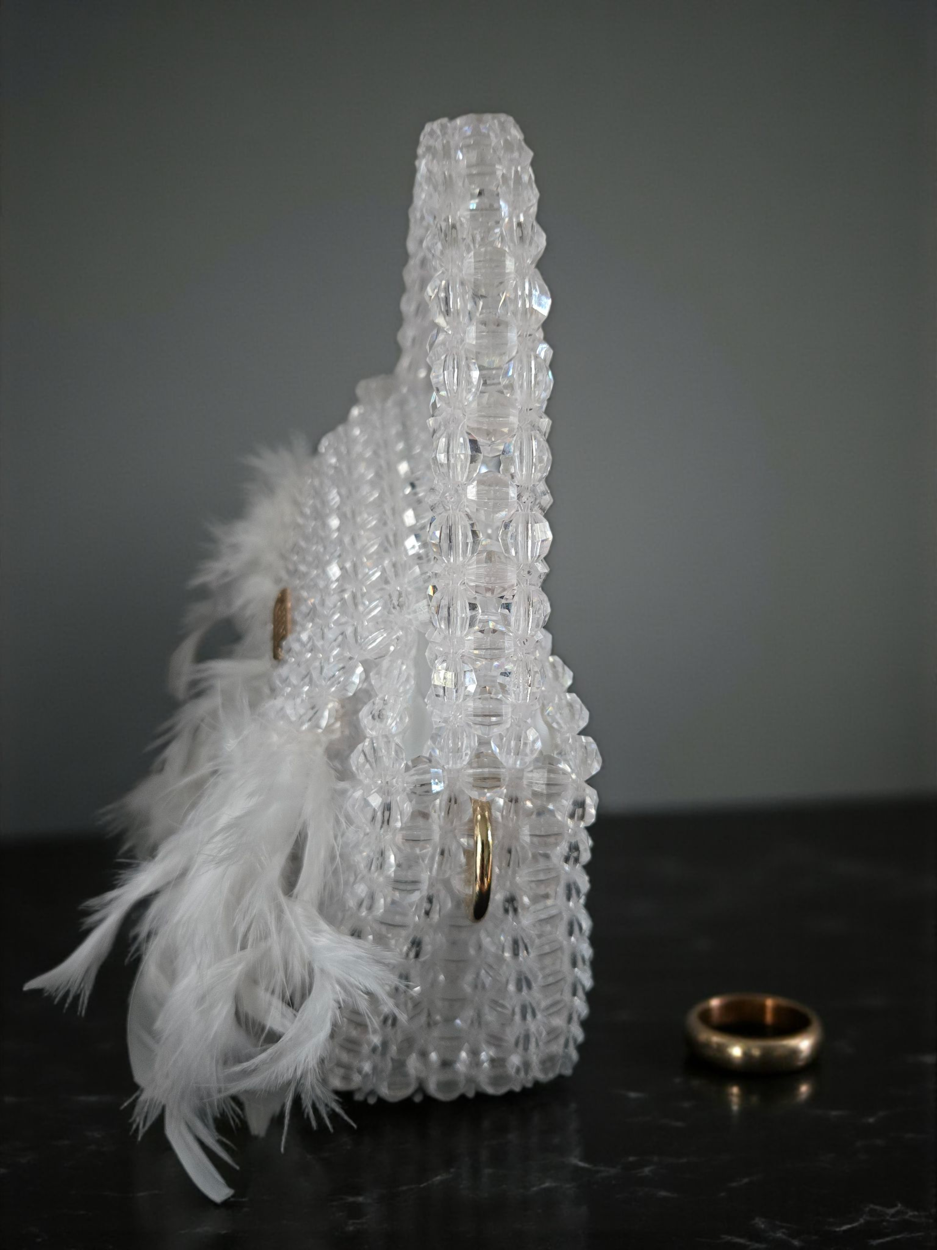 Gidi Vibes Beaded Feather Handbag – Luxury Statement Bag White