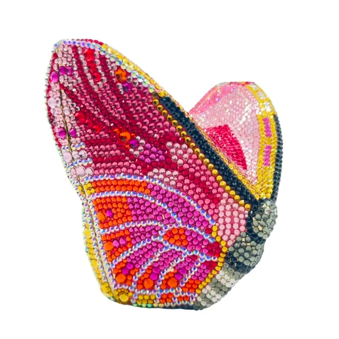 Crystal Butterfly Wing Clutch – Luxury Multicolor Statement Bag