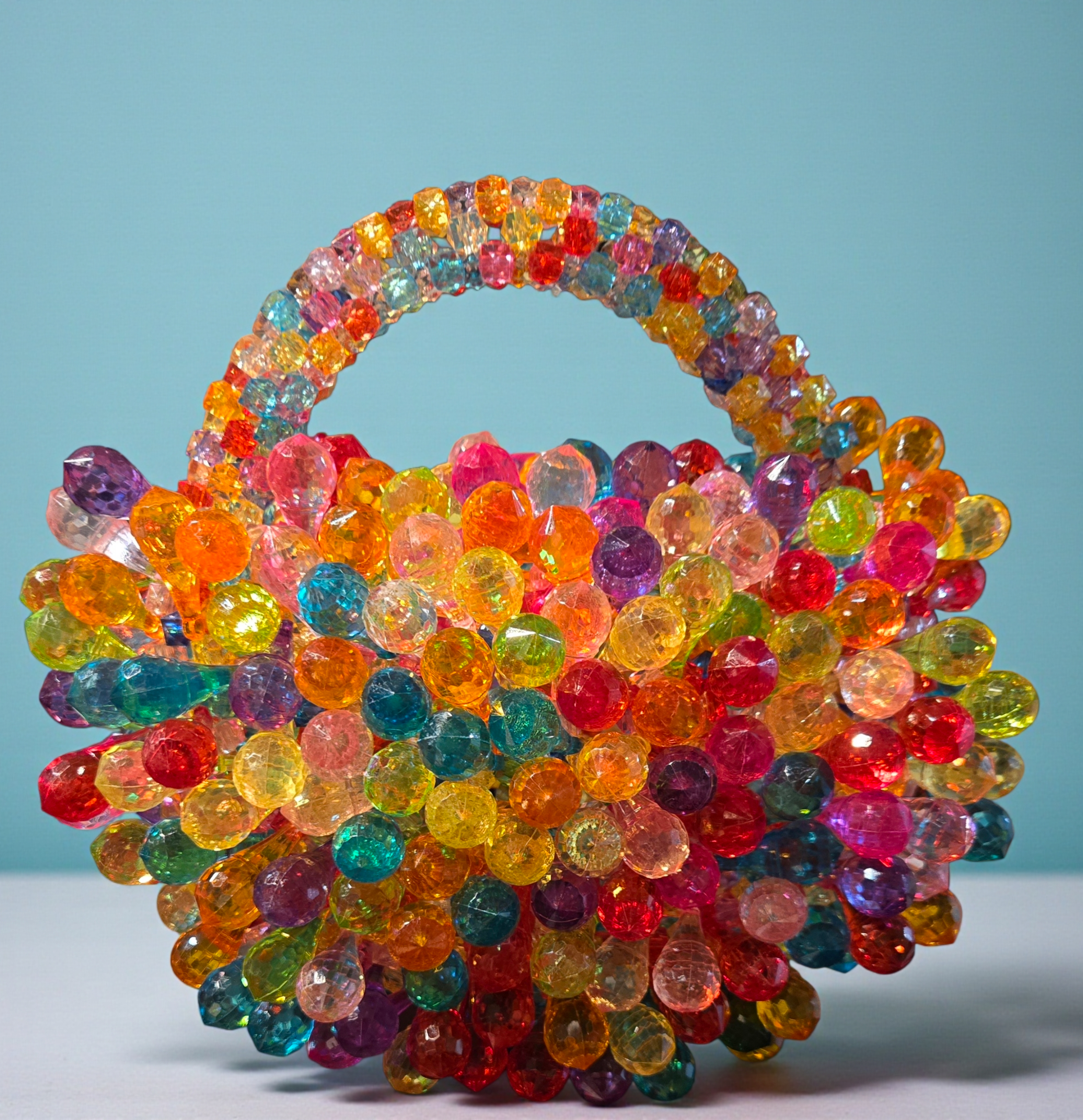 Prismatic Jewel Crystal Mini Bag – Multicolor Beaded Statement Handbag