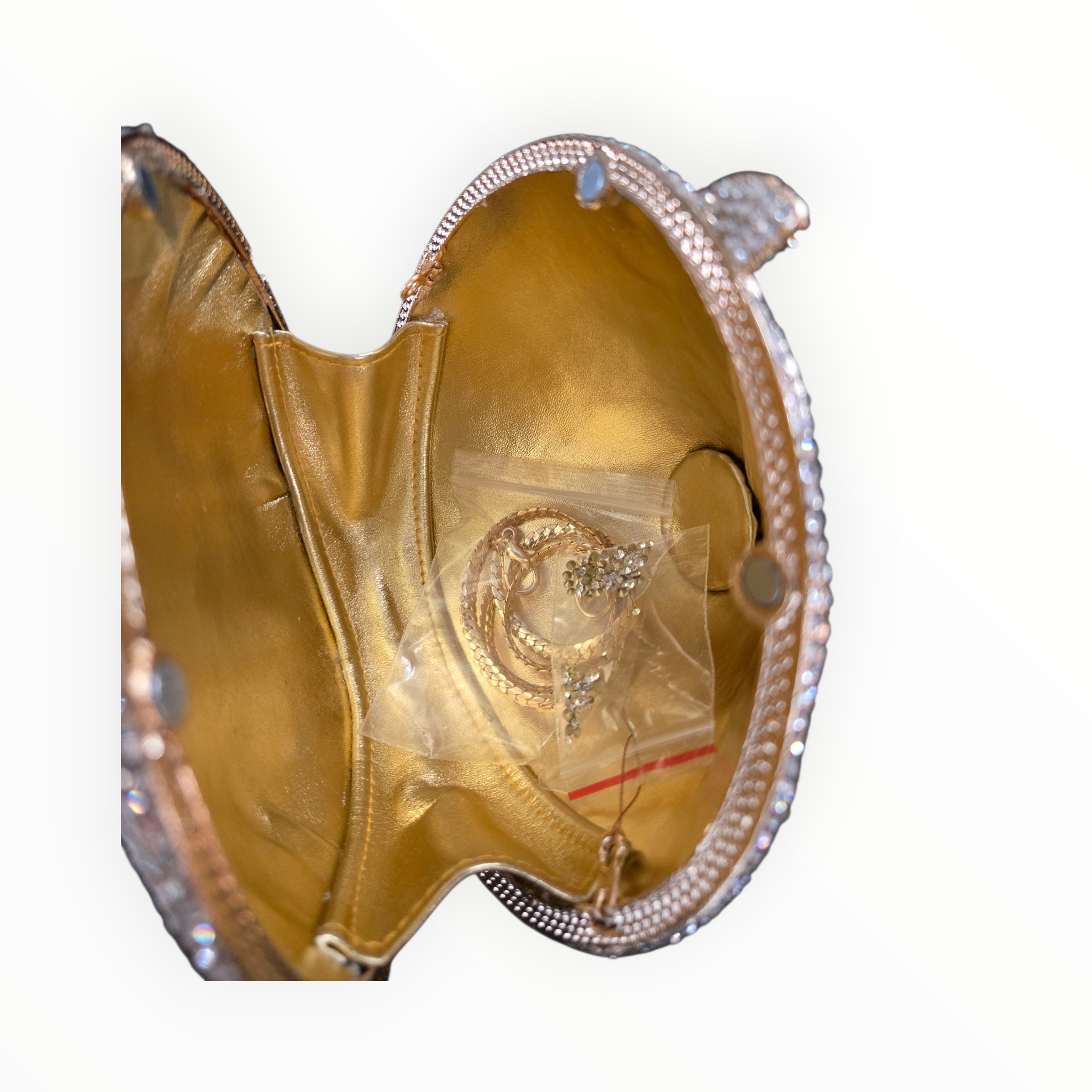 Diamond Cut Crystal Clutch – Luxury Round Rhinestone Evening Bag Silver/Gold