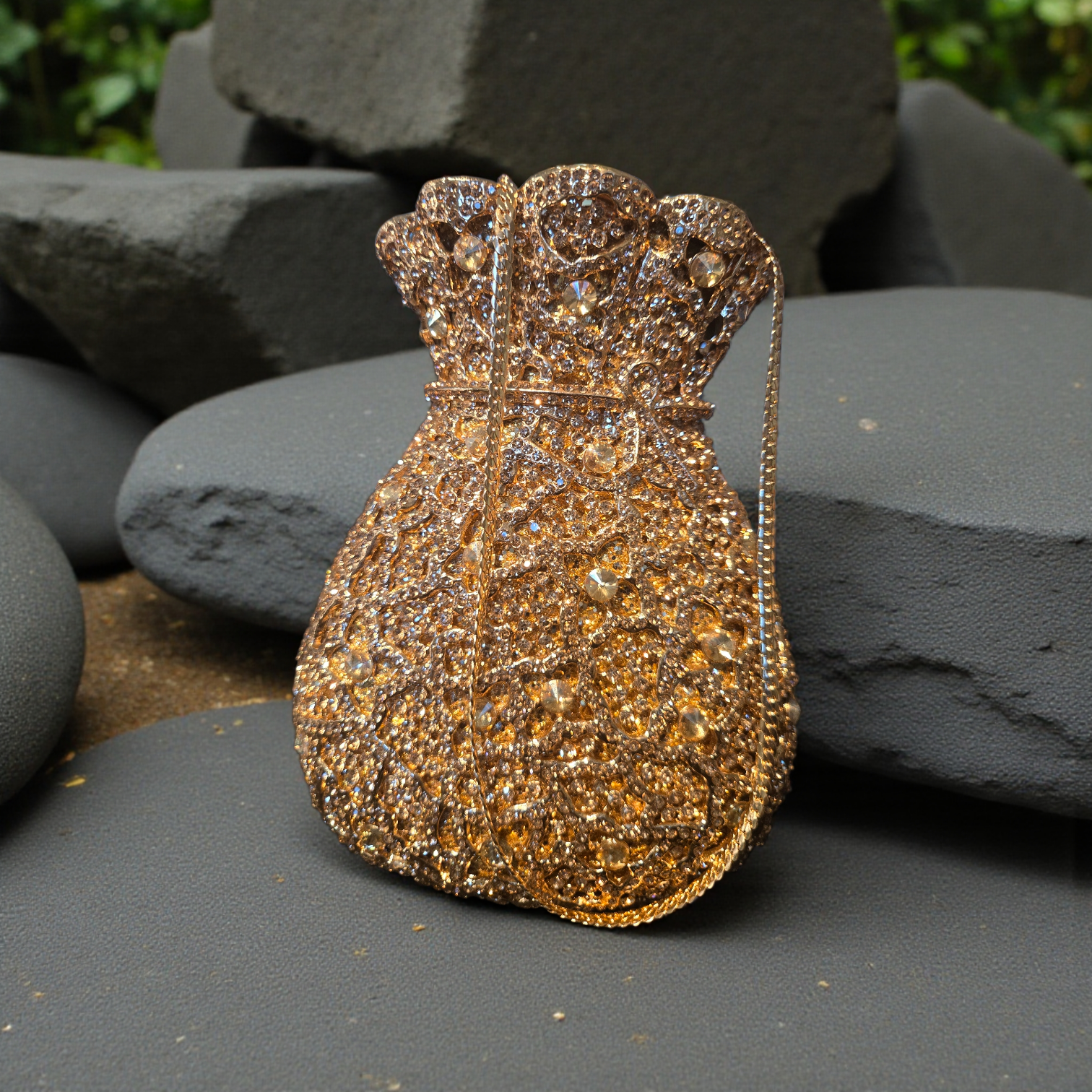 Couture Gown Crystal Clutch – Dress-Shaped Evening Bag