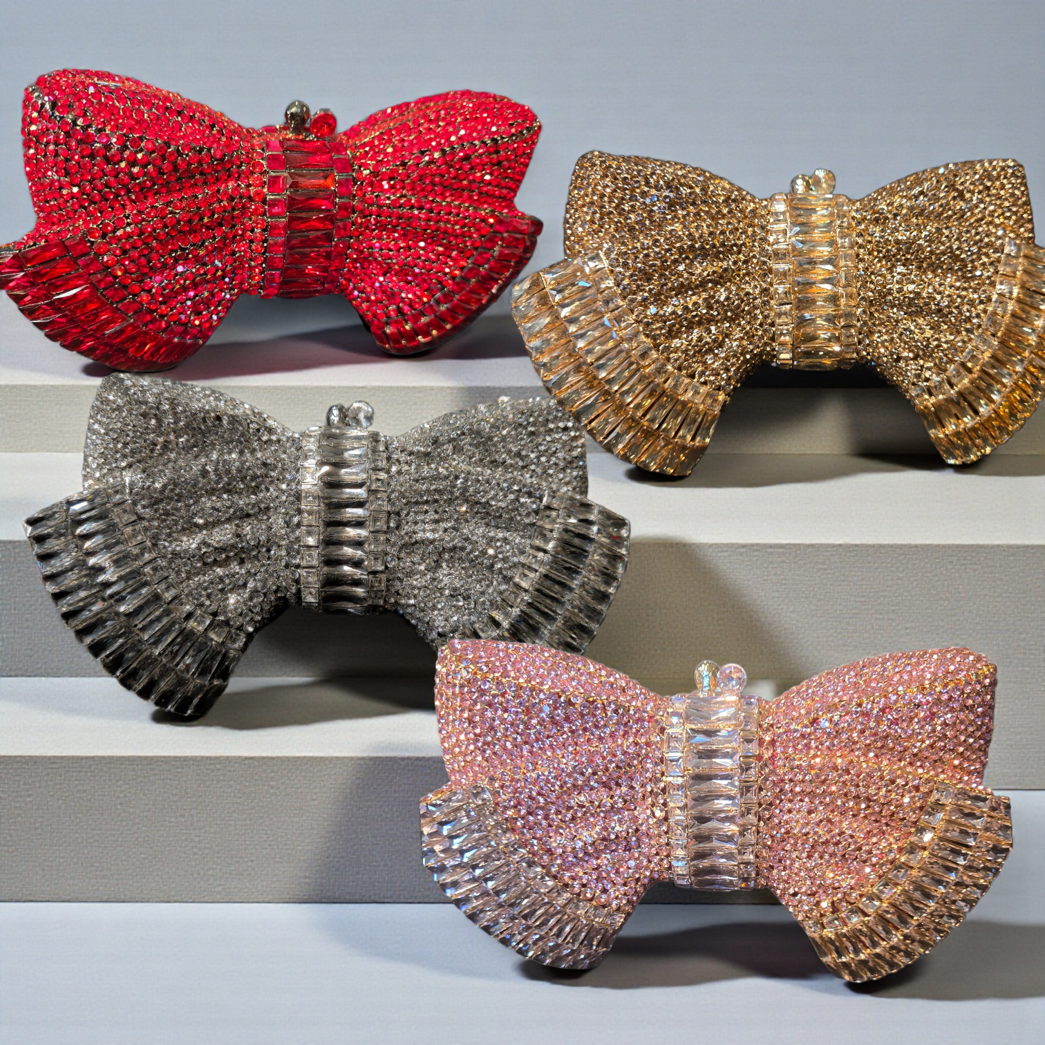 The Opulence Bow Crystal Clutch – Couture Statement Evening Bag