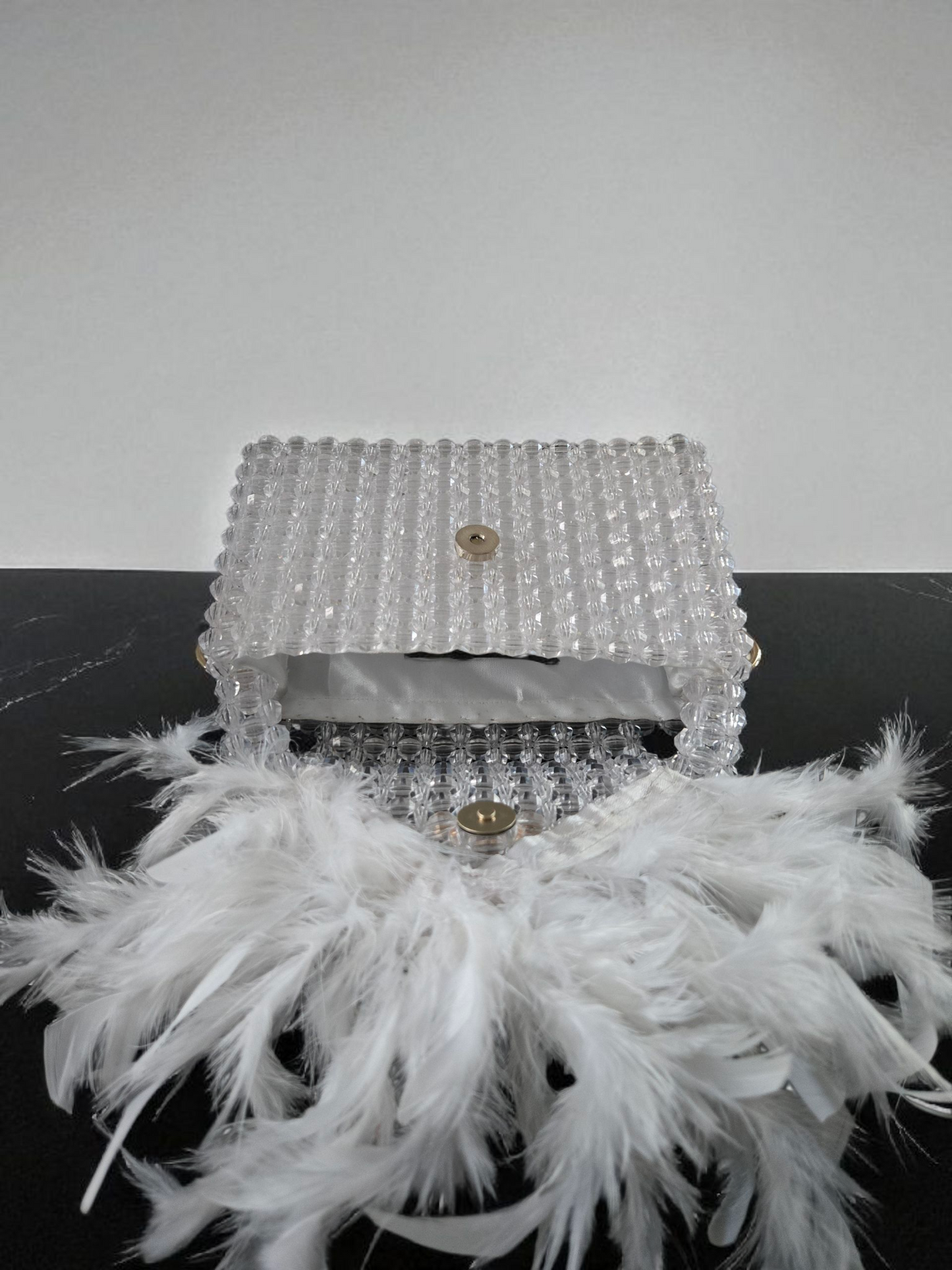 Gidi Vibes Beaded Feather Handbag – Luxury Statement Bag (White, Red, Black)