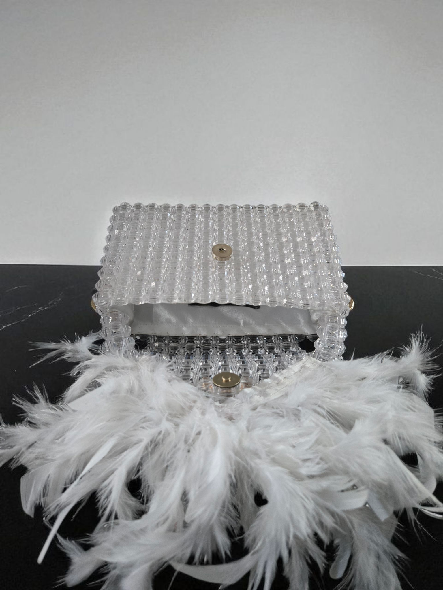 Gidi Vibes Beaded Feather Handbag – Luxury Statement Bag White