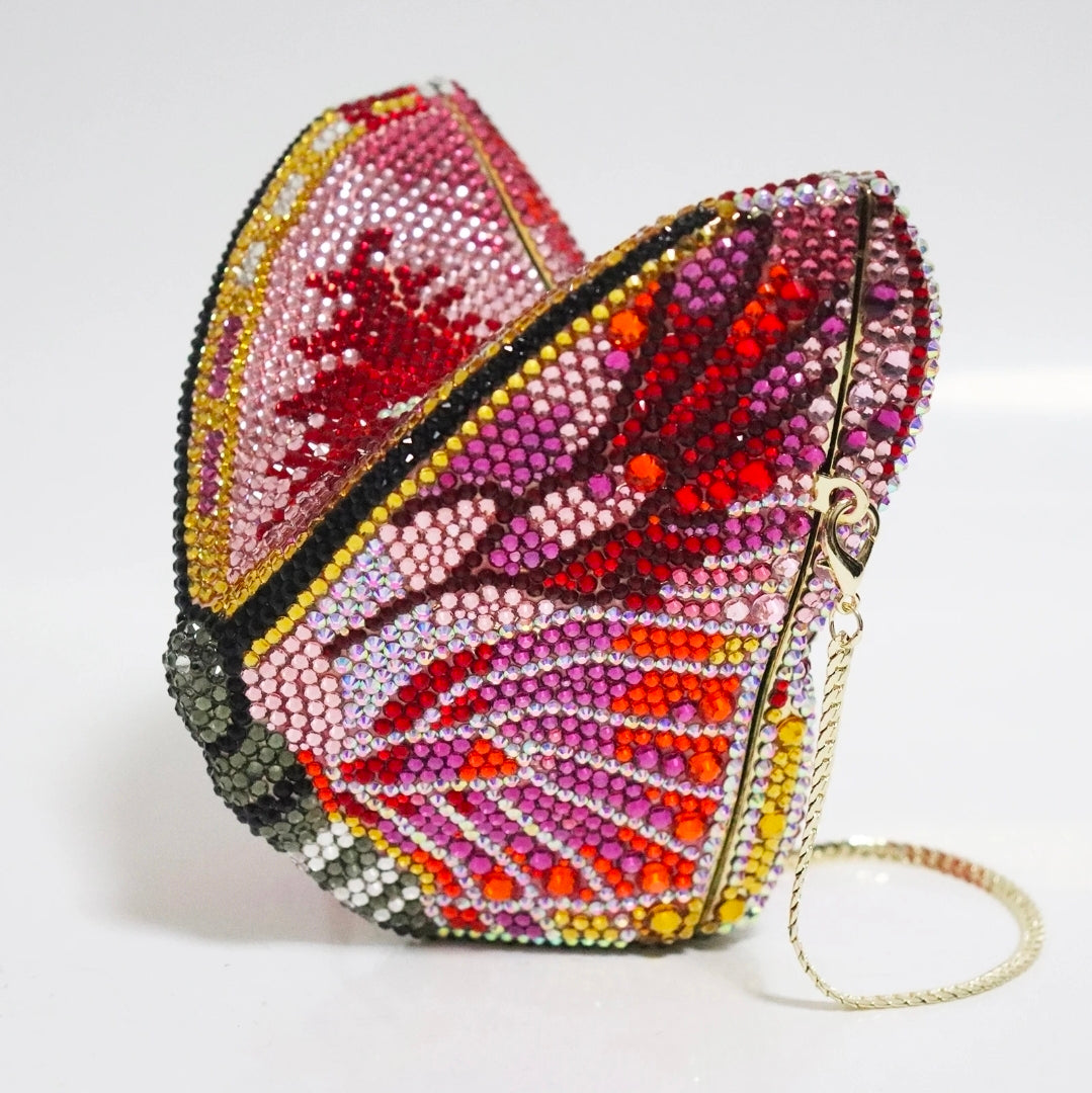 Crystal Butterfly Wing Clutch – Luxury Multicolor Statement Bag