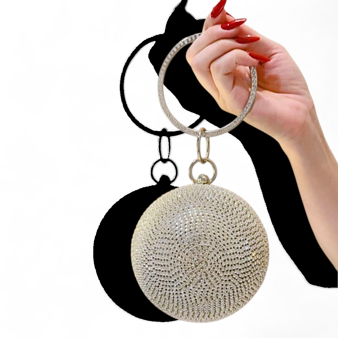 Galaxy Luxe Crystal Orb Clutch (Gold, Silver)