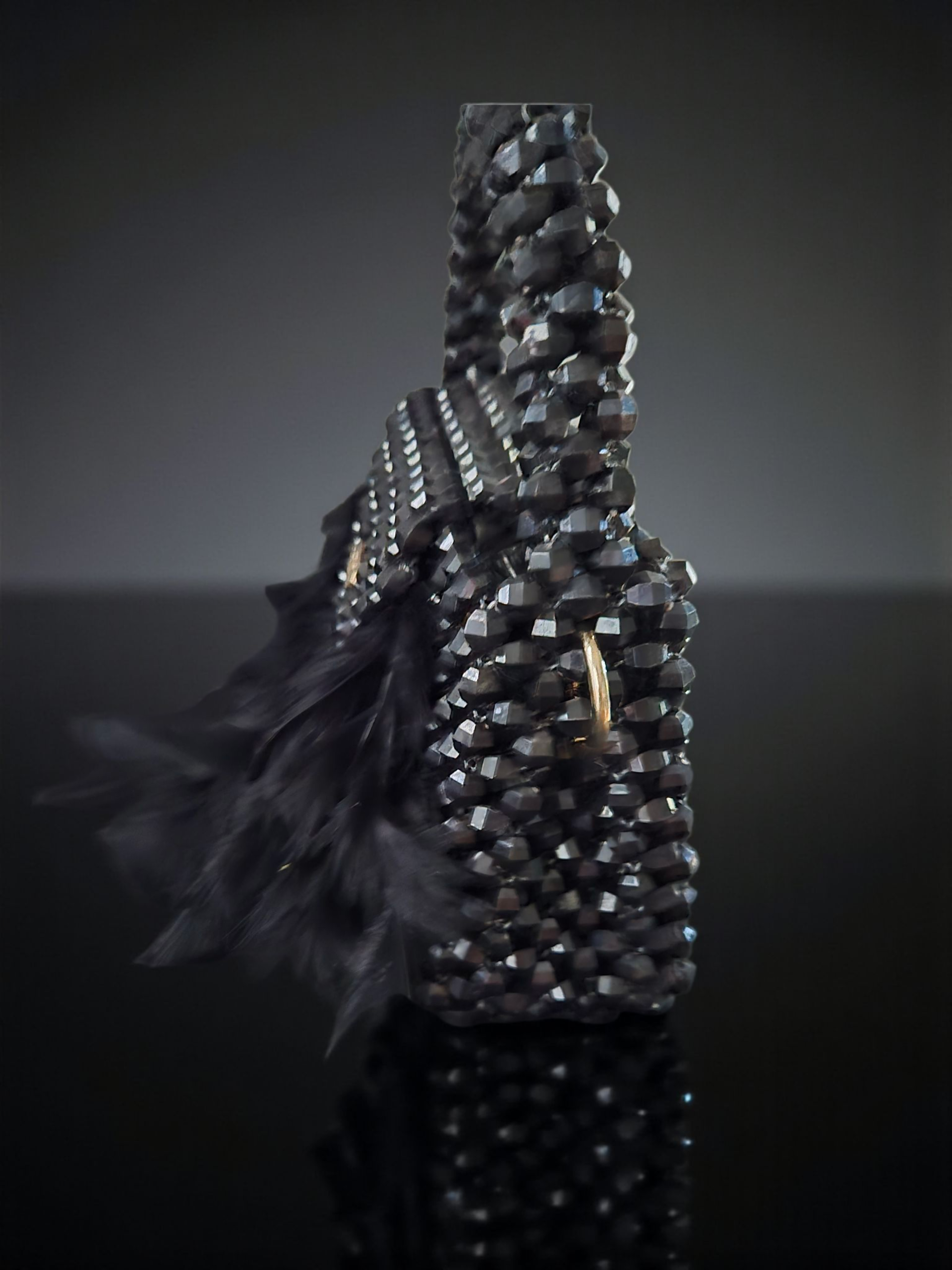 Gidi Vibes Beaded Feather Handbag – Luxury Statement Bag Black