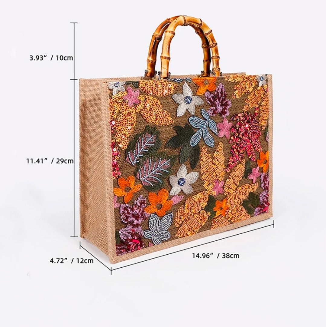 Boho Bloom Sequin Tote