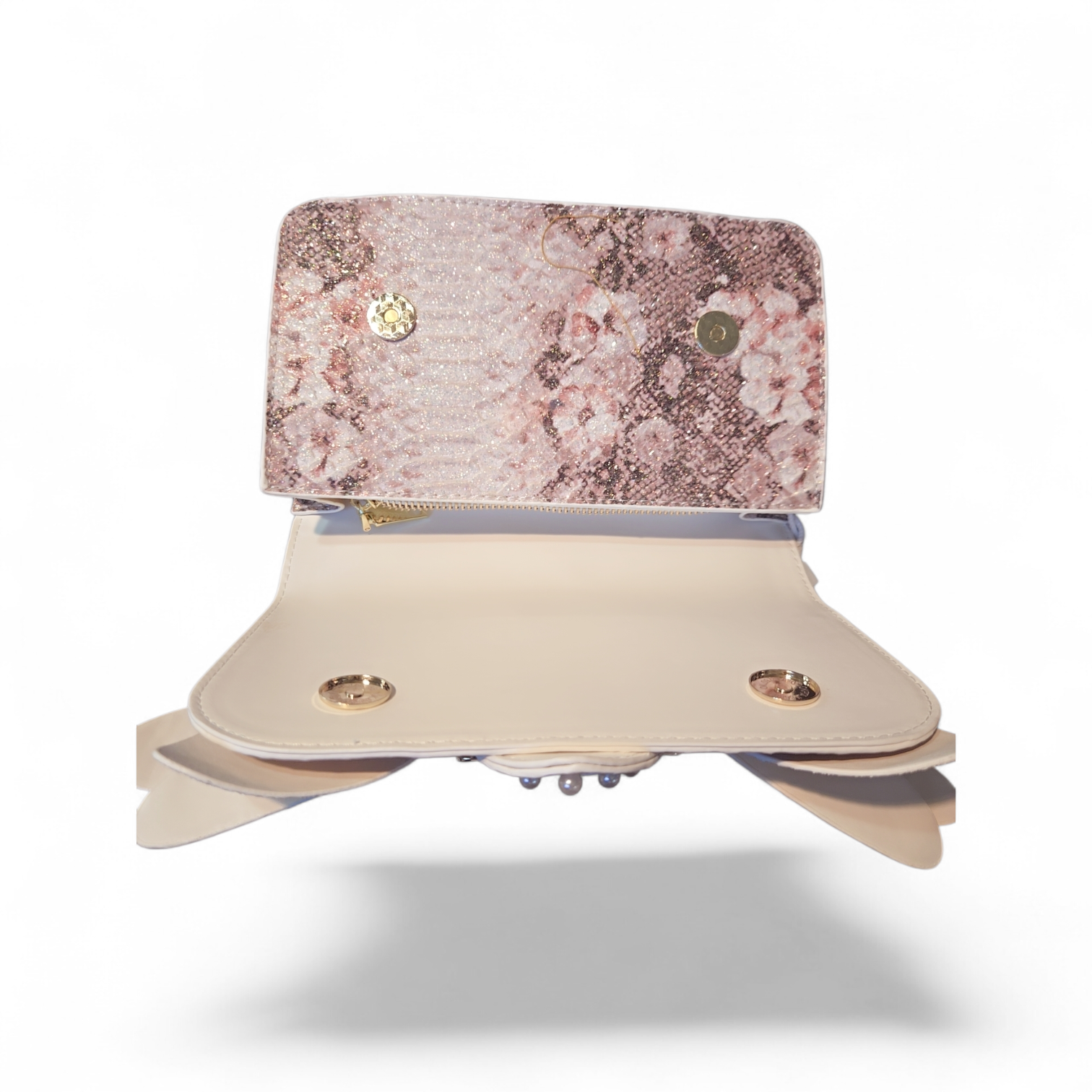 Blush Seraph Pearl Clutch – Iridescent Snakeskin Evening Bag