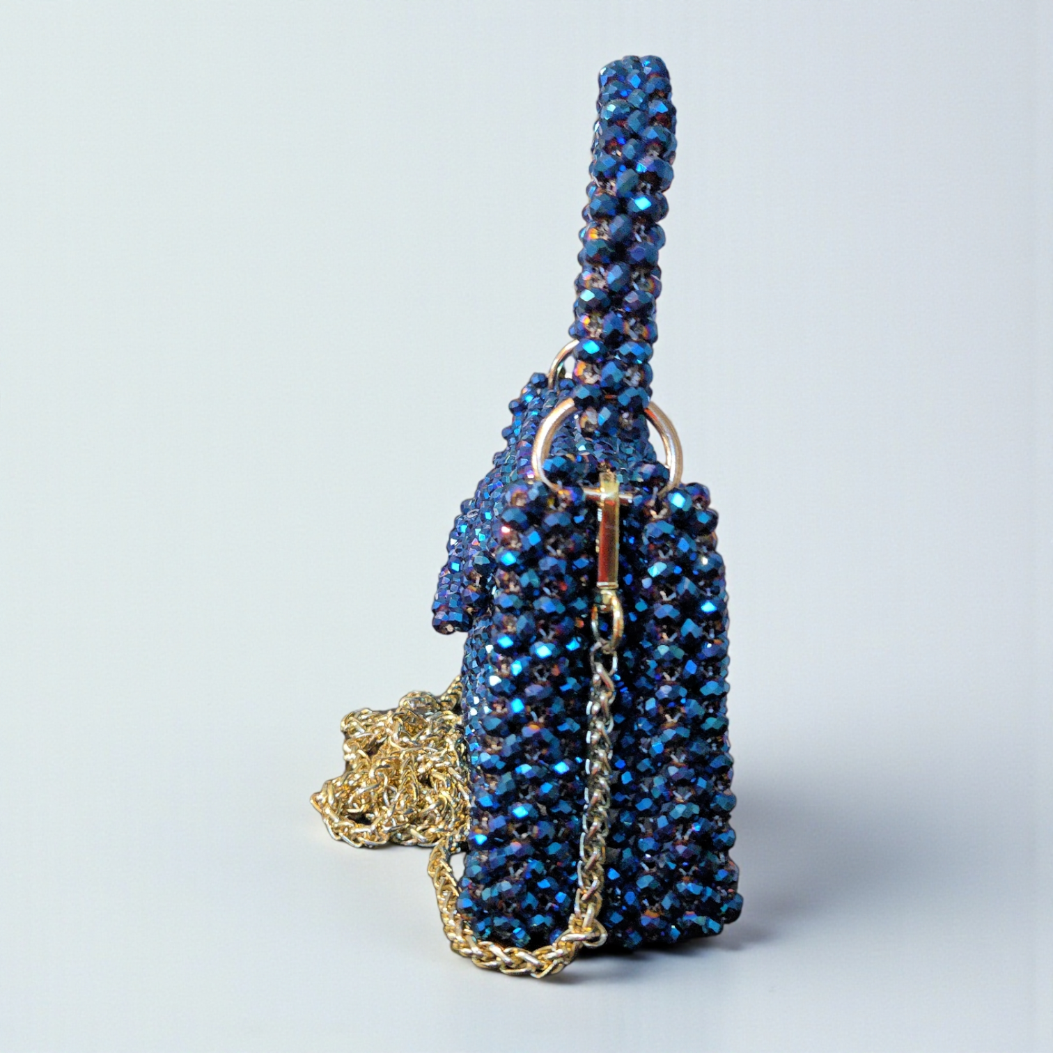 Midnight Sapphire Crystal Mini Bag – Luxury Beaded Evening Handbag