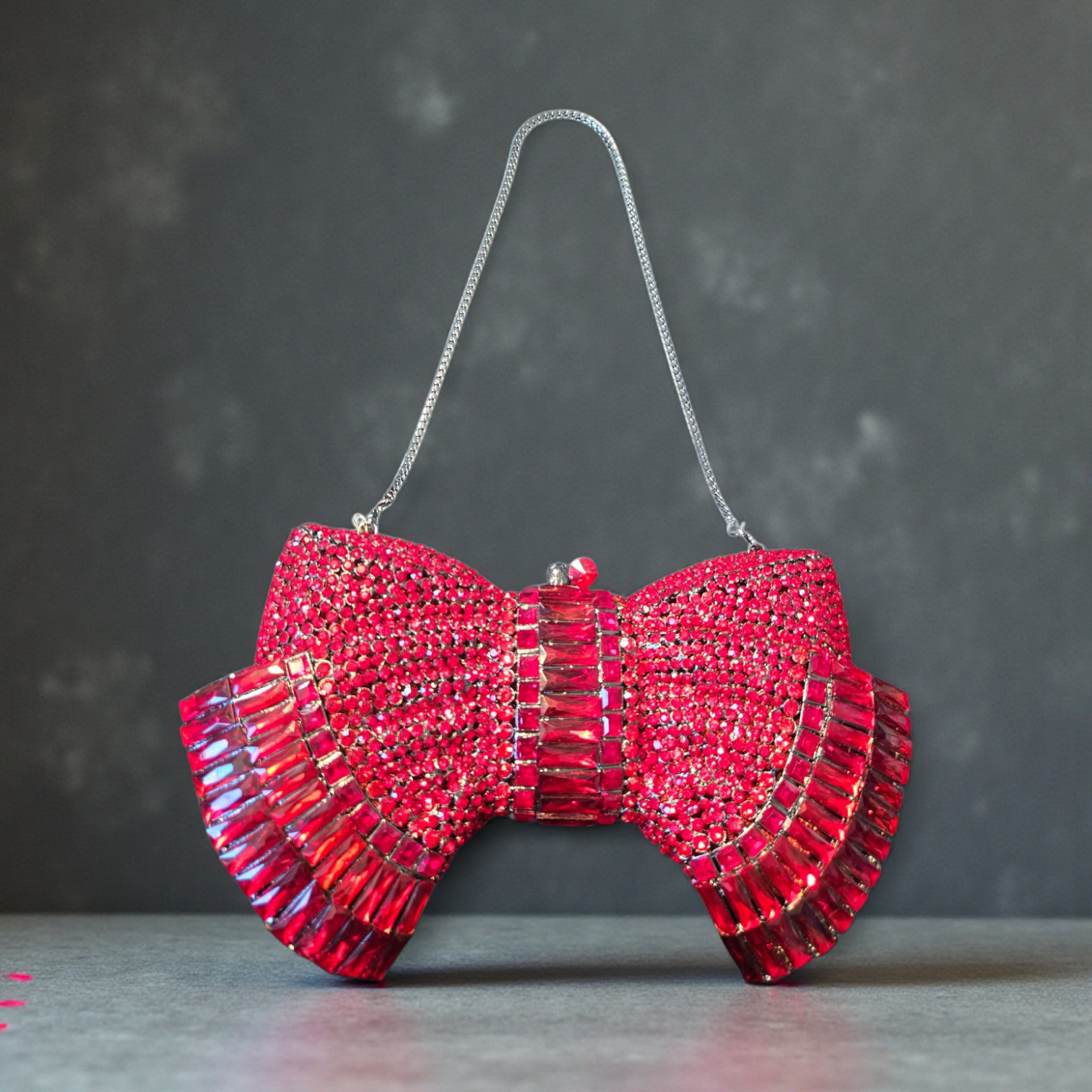 The Opulence Bow Crystal Clutch – Couture Statement Evening Bag