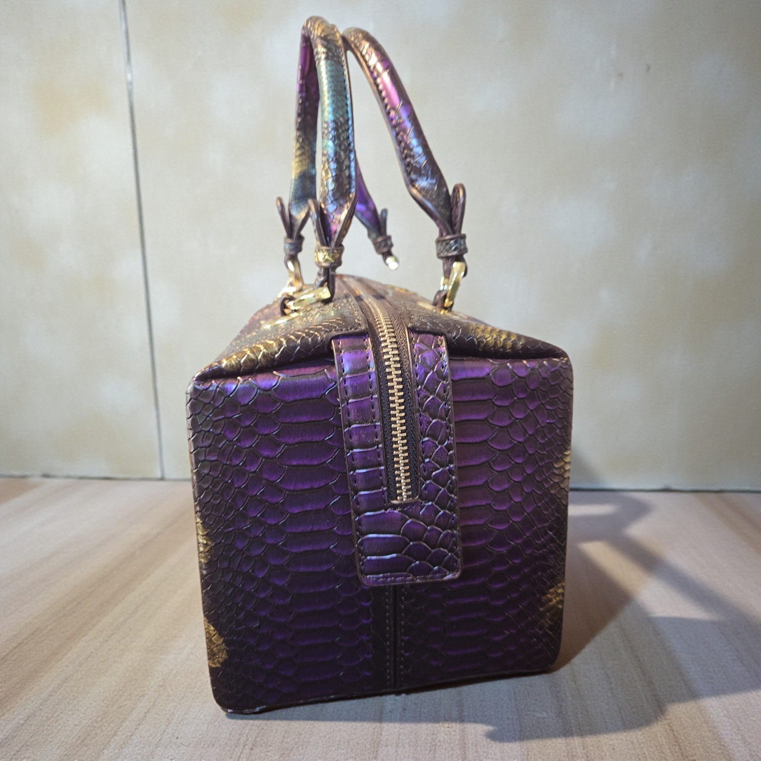 Amara Python-Embossed Structured Satchel β Luxury Statement Handbag