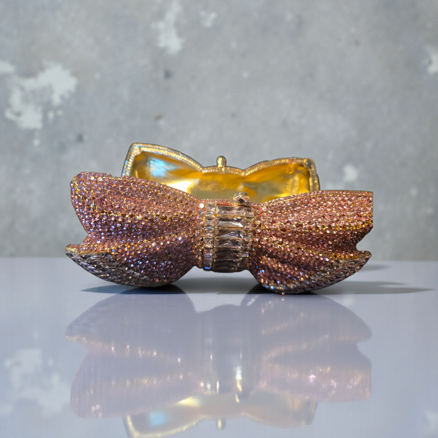 The Opulence Bow Crystal Clutch – Couture Statement Evening Bag