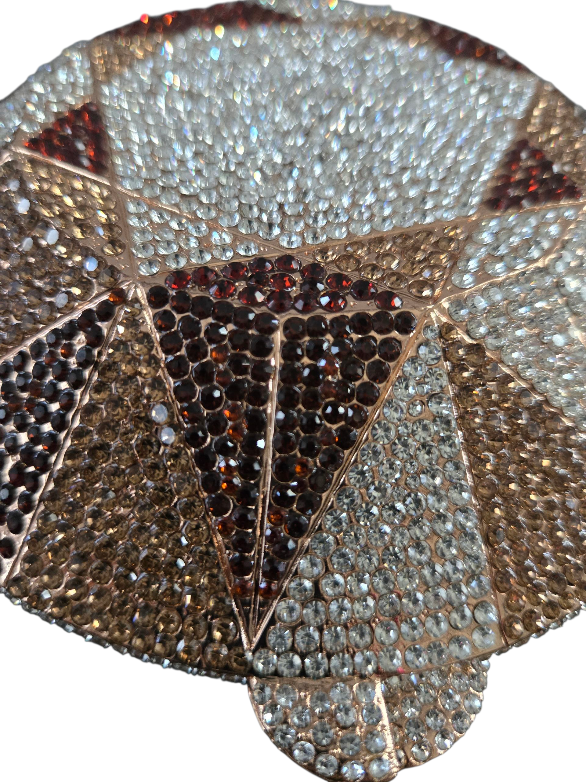 Diamond Cut Crystal Clutch – Luxury Round Rhinestone Evening Bag (Silver, Gold, Multi)