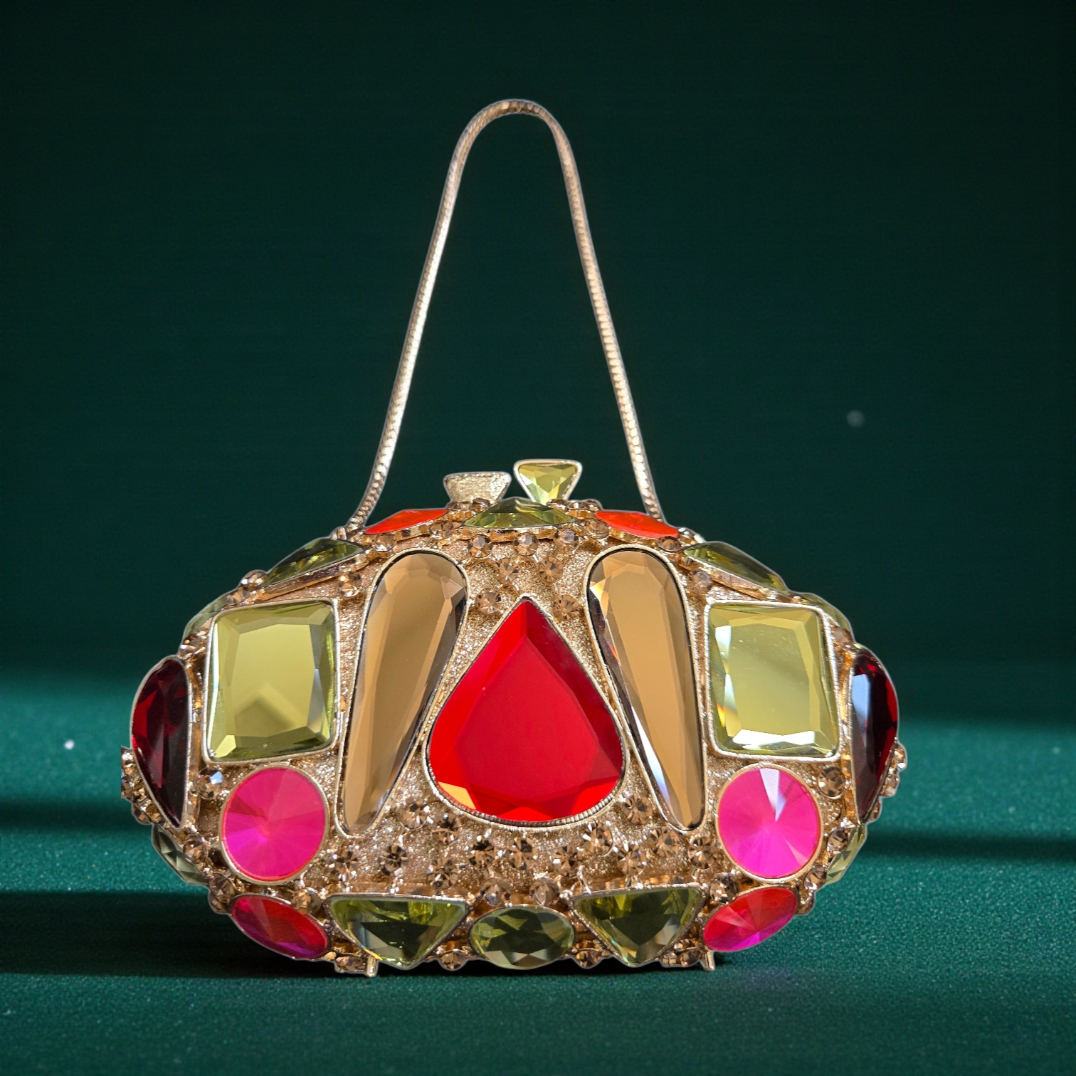 Multicolor Jewel Encrusted Evening Clutch