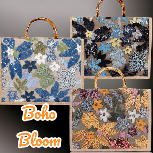 Boho Bloom Sequin Tote