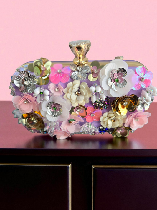 Bloom Couture Embellished Clutch (Red, Blue, Purple, Pink Gold)