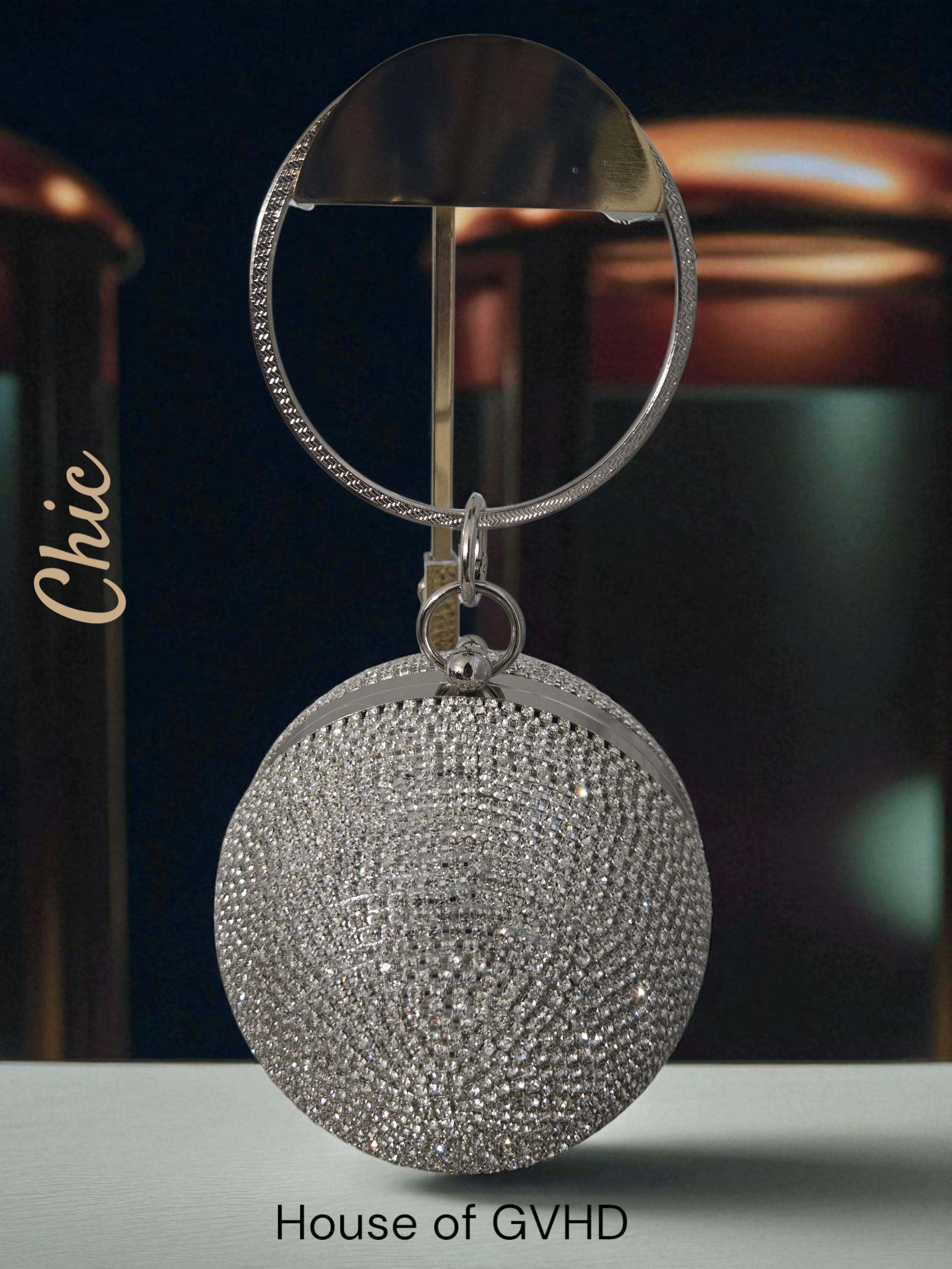 Galaxy Luxe Crystal Orb Clutch (Gold, Silver)