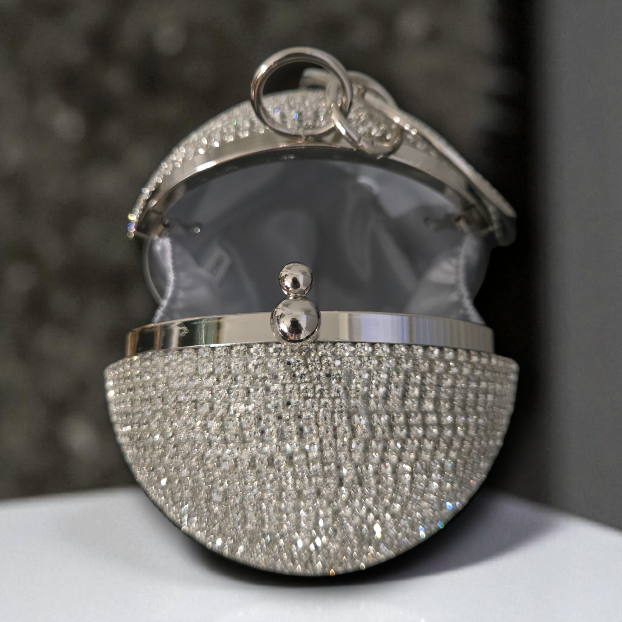 Galaxy Luxe Crystal Orb Clutch (Gold, Silver)