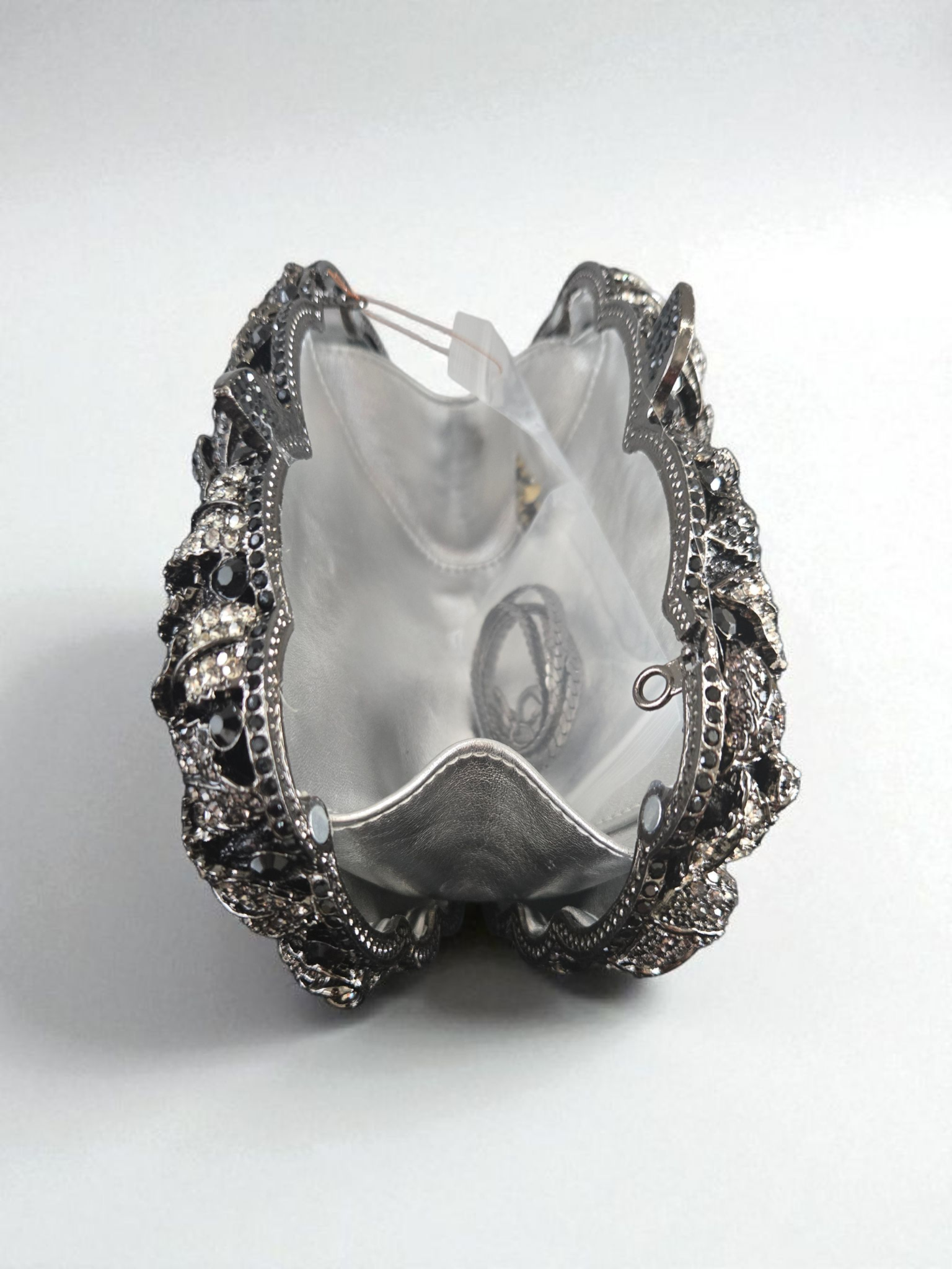 Crystal Rose Evening Clutch – Luxury Floral Rhinestone Bag Black