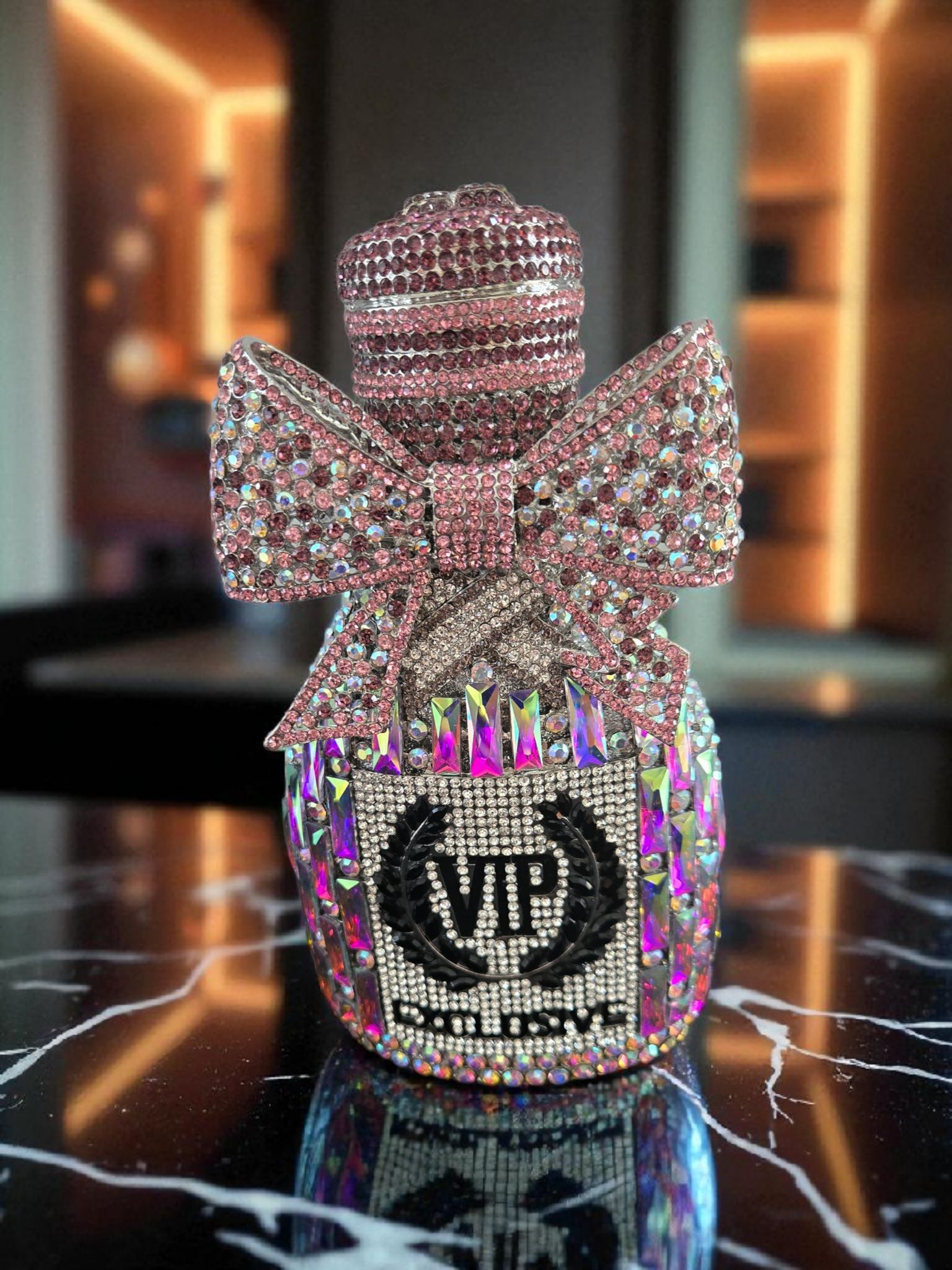 VIP Perfume Bottle Crystal Clutch – Luxury Statement Handbag